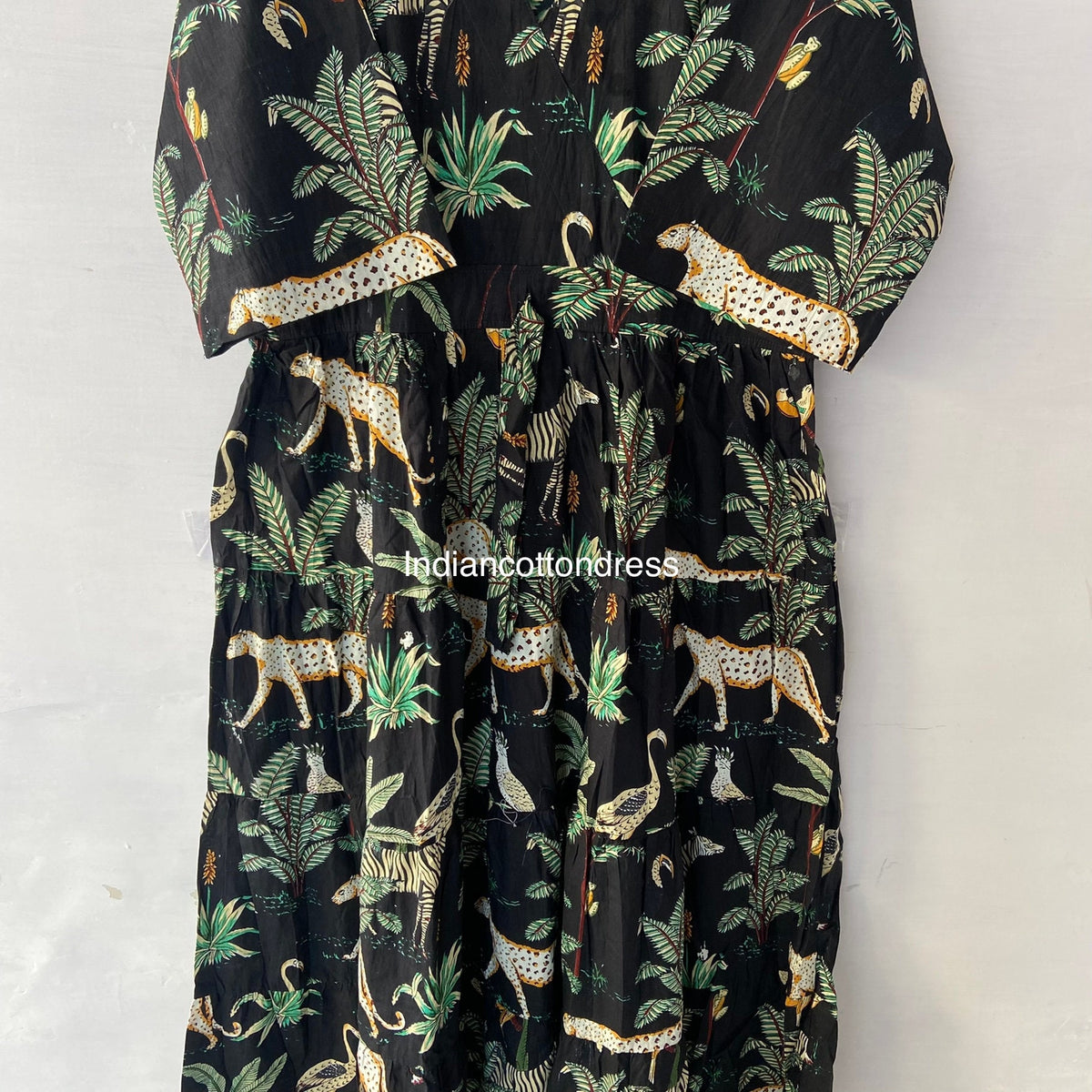 thumbnail image 5 of Black Forest Leopard Printed Cotton Dress, Handblock Dress, Block Printed Dress, Handmade Dresses, 5 of 6