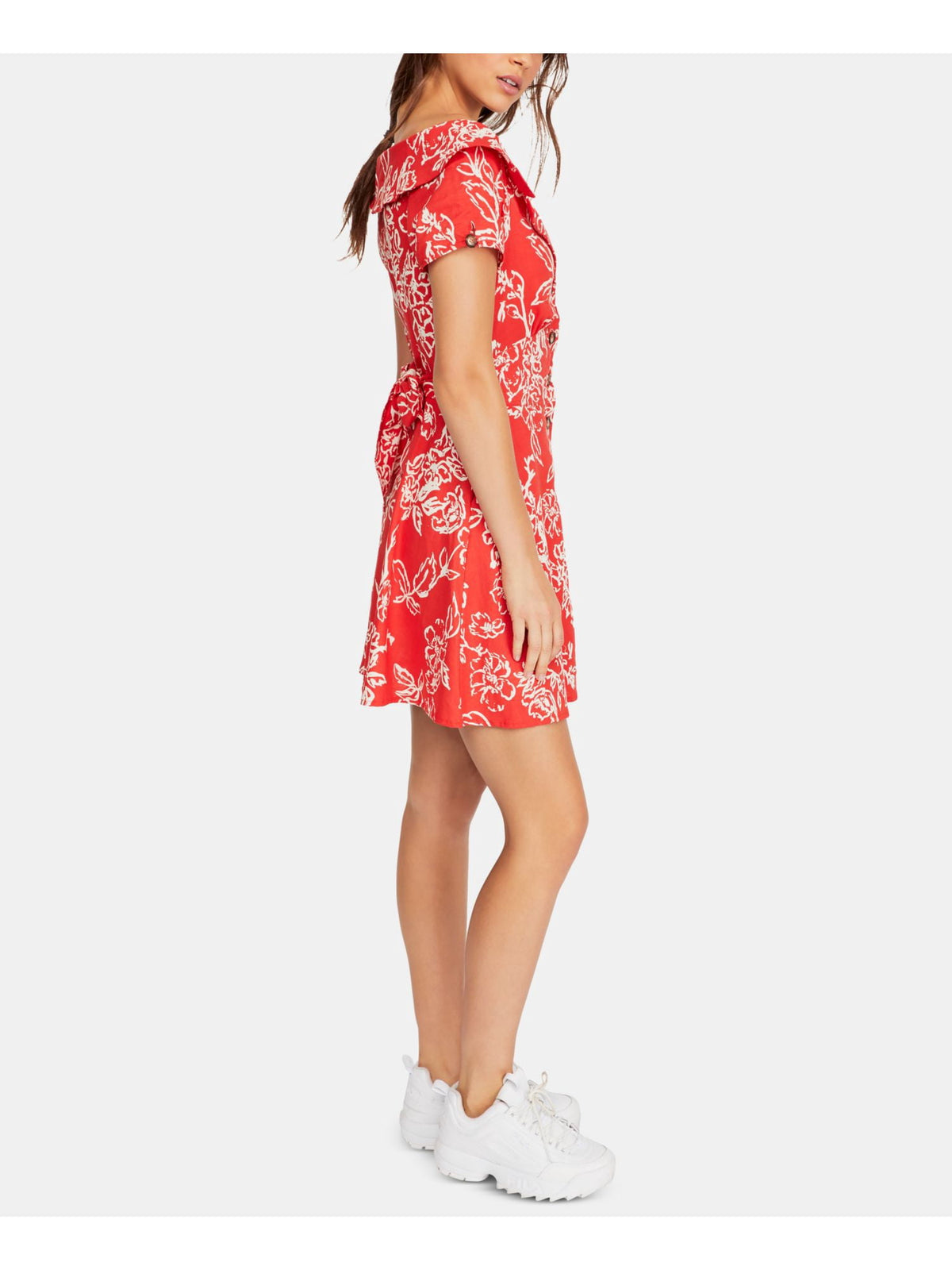 thumbnail image 3 of Free People Womens A Thing Called Love Boho Linen Blend Mini Dress Red 0, 3 of 4