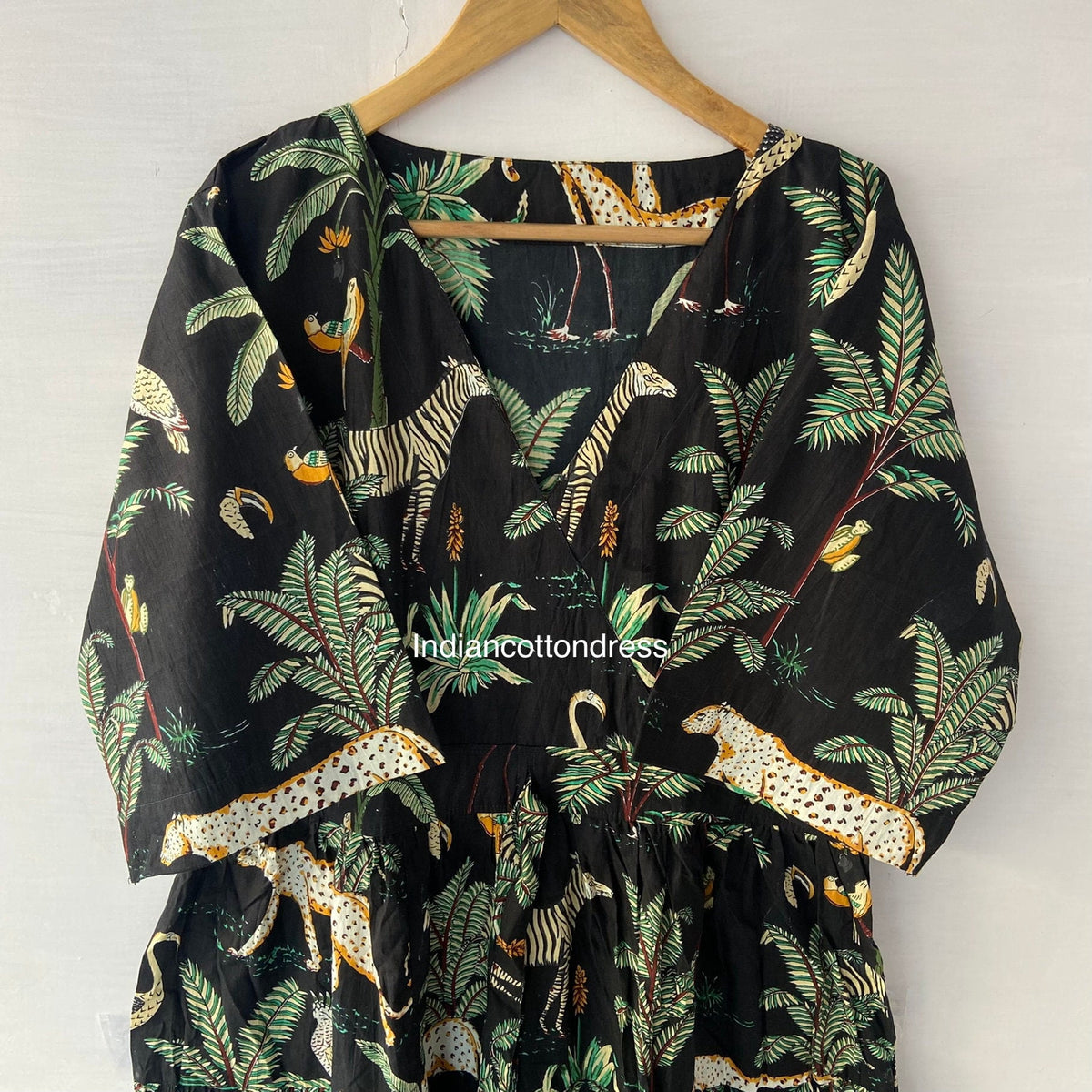 thumbnail image 2 of Black Forest Leopard Printed Cotton Dress, Handblock Dress, Block Printed Dress, Handmade Dresses, 2 of 6