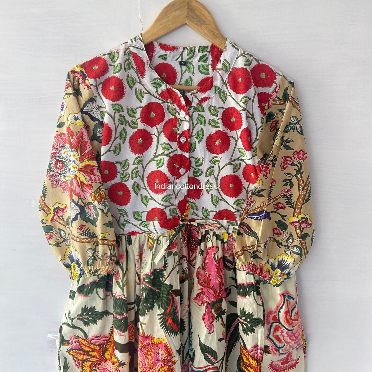 thumbnail image 2 of Patchwork Pattern, Floral Design Dresses, Handmade Cotton Dress, Block Printed Dresses, Hand Printed Dress,Cotton, Patch Dress, Long Dresses, 2 of 7