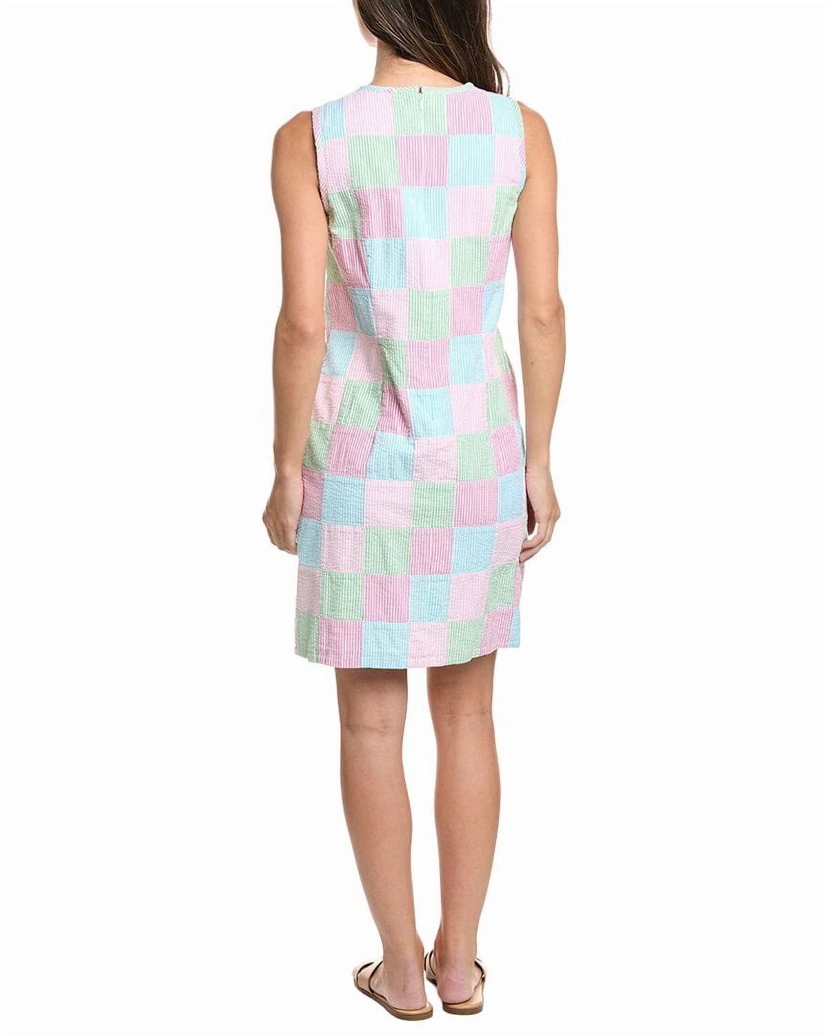 thumbnail image 2 of Brooks Brothers womens Seersucker Patchwork Shift Dress, 4, 2 of 3