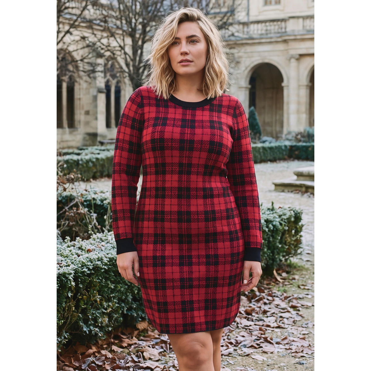 thumbnail image 2 of Avenue Women's Plus Size Calista Crewneck Sweater Dress, 2 of 2