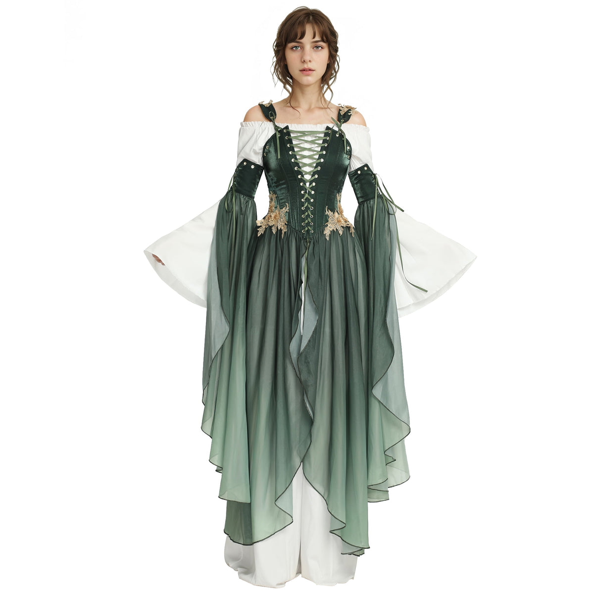thumbnail image 3 of DAIZBELLA Medieval Renaissance Vintage Dress for Women Elf Style Medieval Dress with Sleeves, XS, 3 of 9