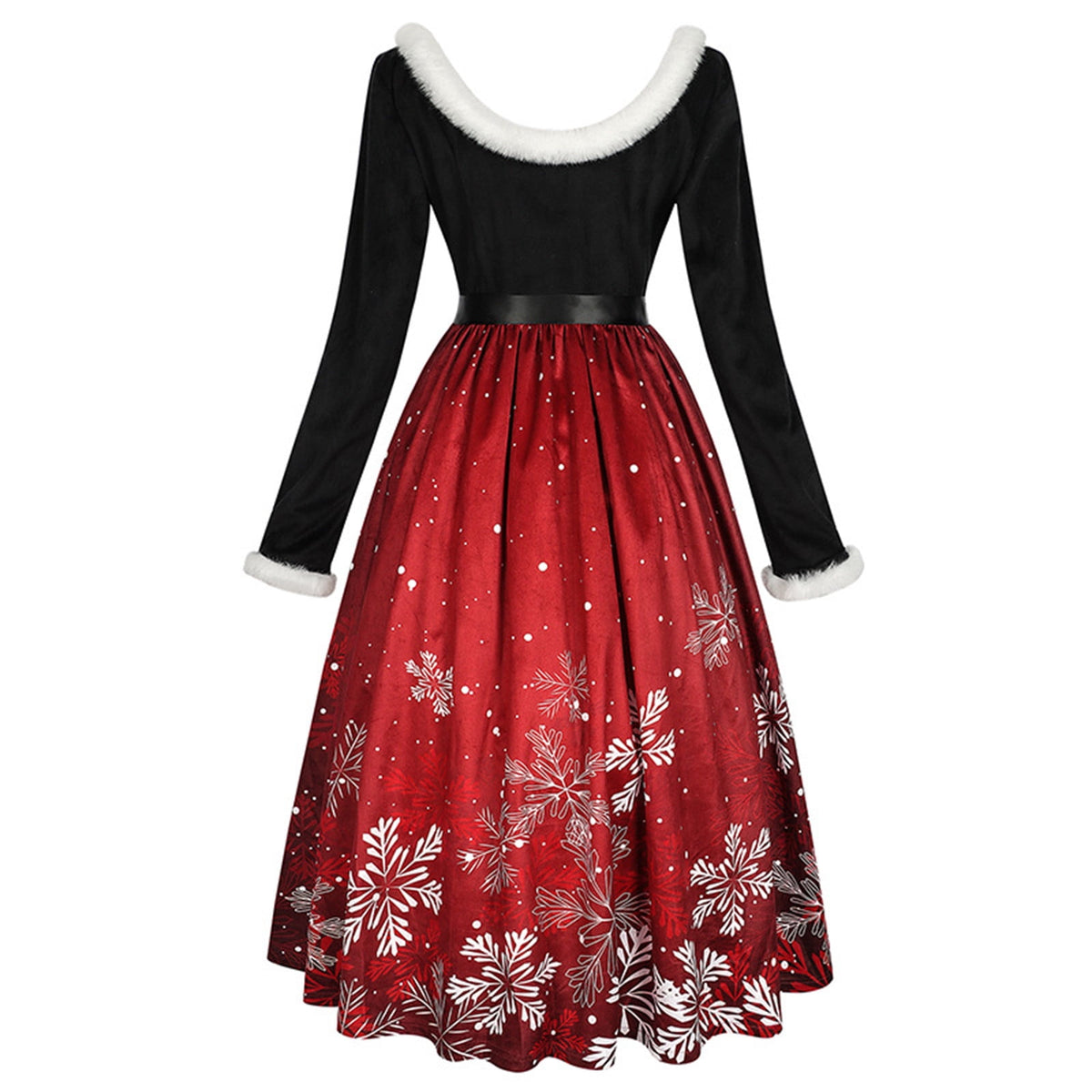 thumbnail image 5 of LJEFF Womens Christmas Printed Dress Family Party Costume With Belt Long Sleeved Round Neck Dress,Multicolor, 5 of 7
