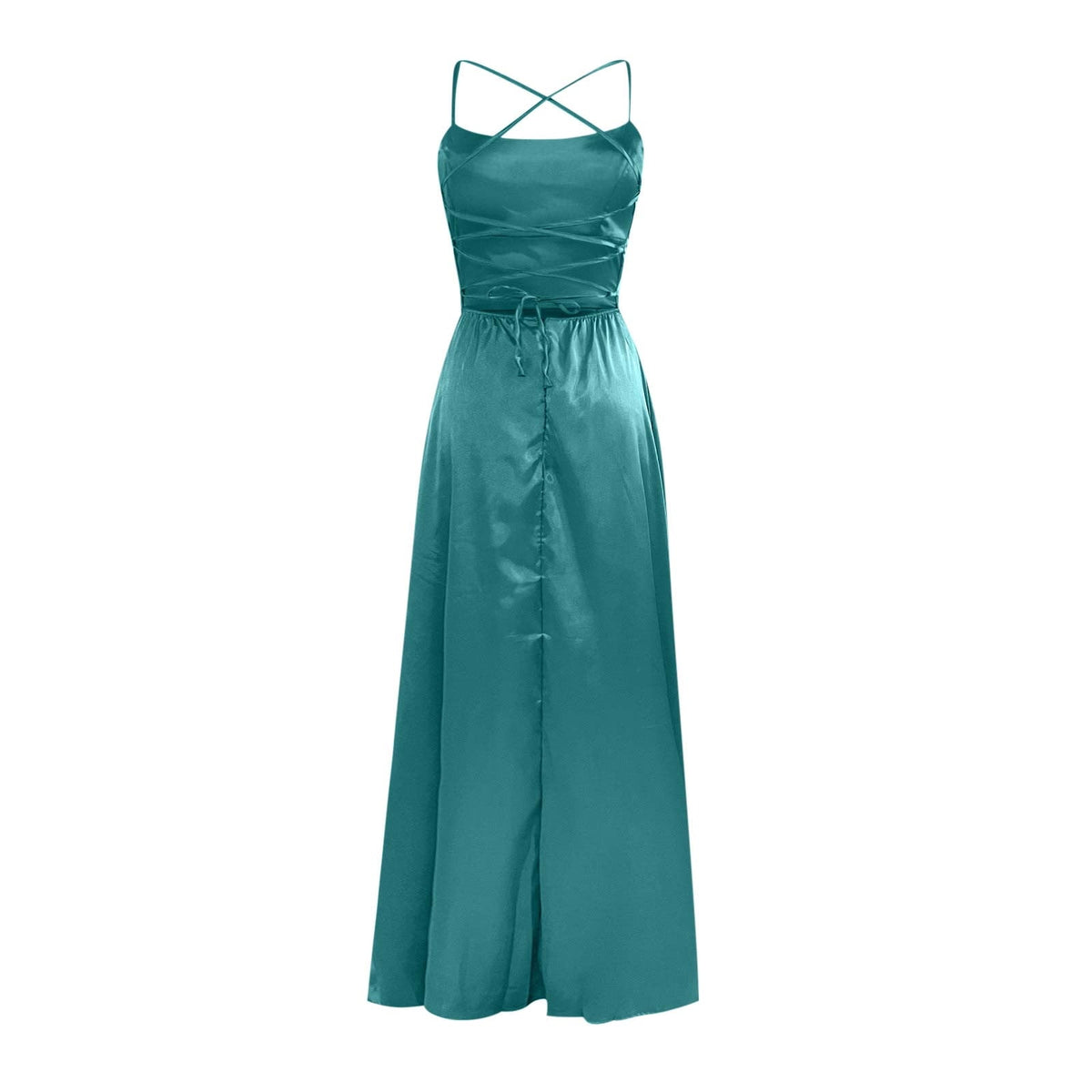 thumbnail image 4 of HONHUZH Homecoming Dresses for Teens Solid Color Off Back Strap Long Dress Slim Off Shoulder Evening Dress S, 4 of 5