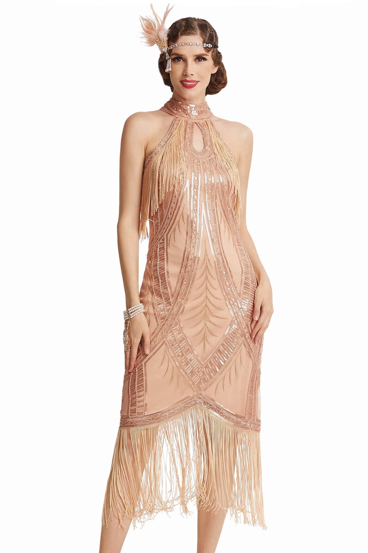 thumbnail image 4 of BABEYOND 1921s Flapper Dress Long Fringed Gatsby Dress Vintage Art Deco Dress, 4 of 7