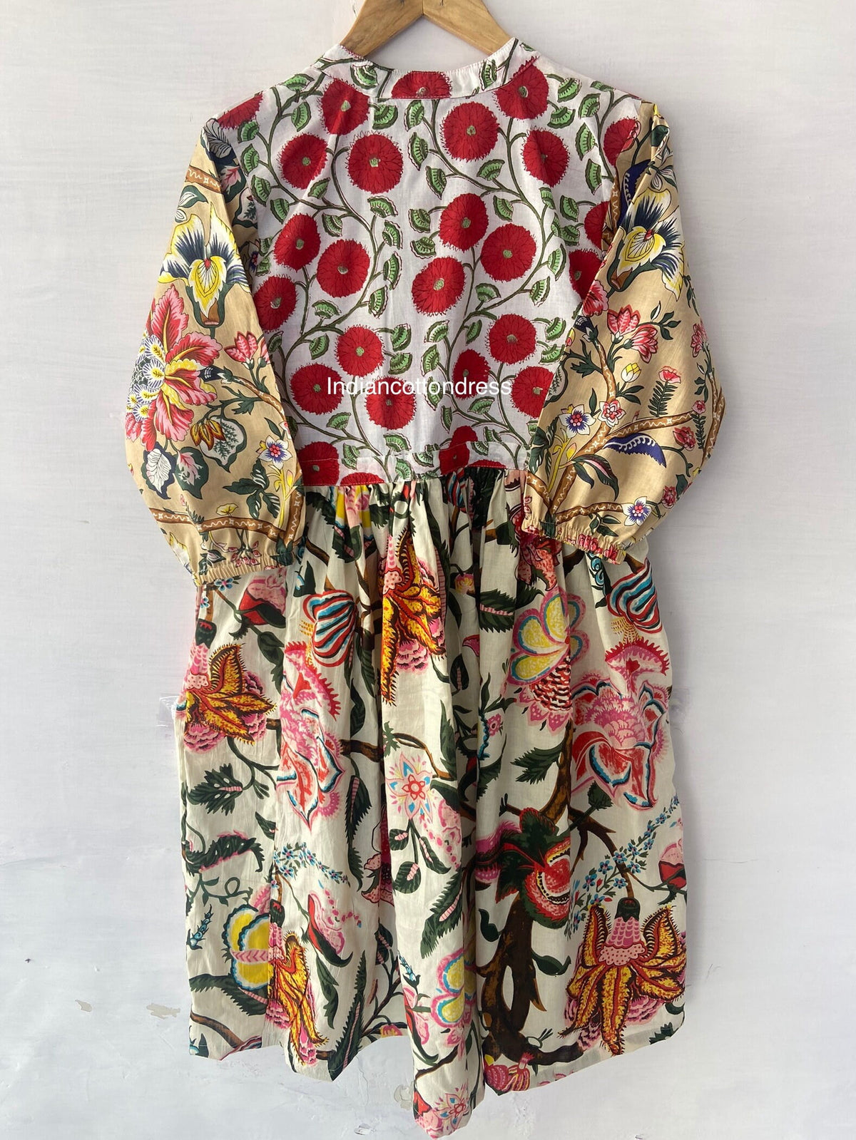 thumbnail image 7 of Patchwork Pattern, Floral Design Dresses, Handmade Cotton Dress, Block Printed Dresses, Hand Printed Dress,Cotton, Patch Dress, Long Dresses, 7 of 7