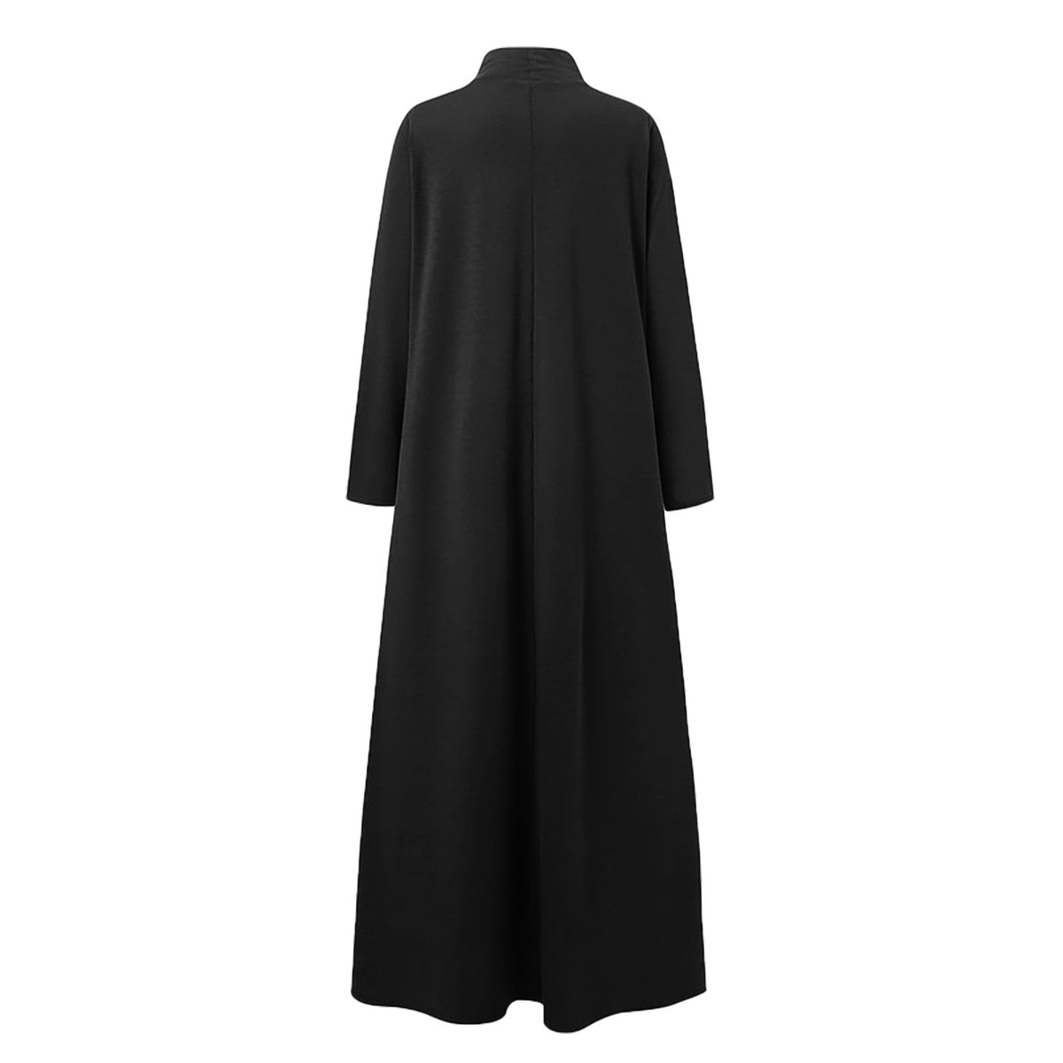 thumbnail image 4 of asdoklhq Summer Dress Maxi Dresses Women's Plus Size Casual Dress High Collar Solid Color Long Sleeve Winter Fall Basic Casual Maxi Long Dress Daily Vacation Dress Black 5X, 4 of 6