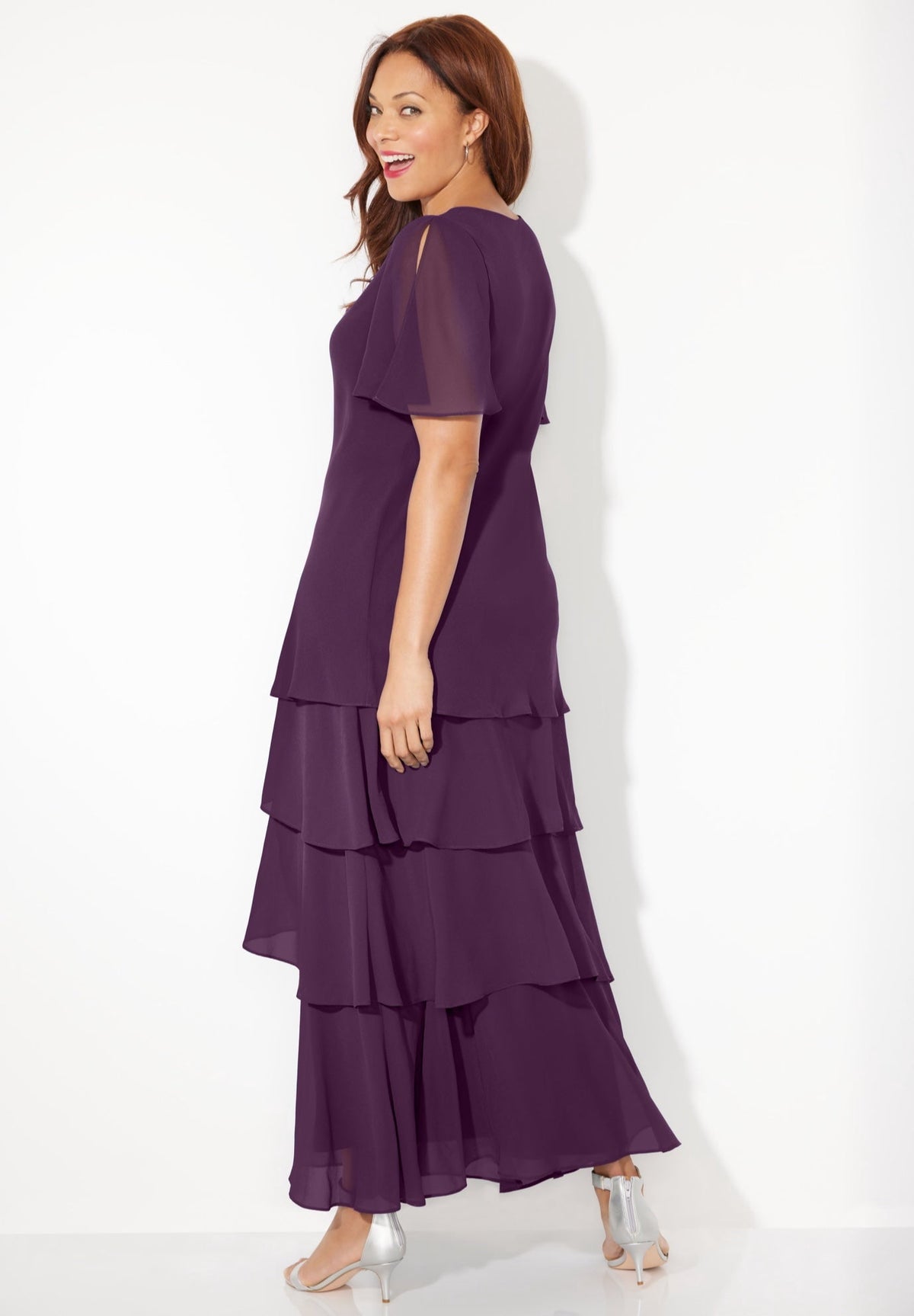 thumbnail image 2 of Catherines Women's Plus Size Tiered Chiffon Maxi Dress, 2 of 6
