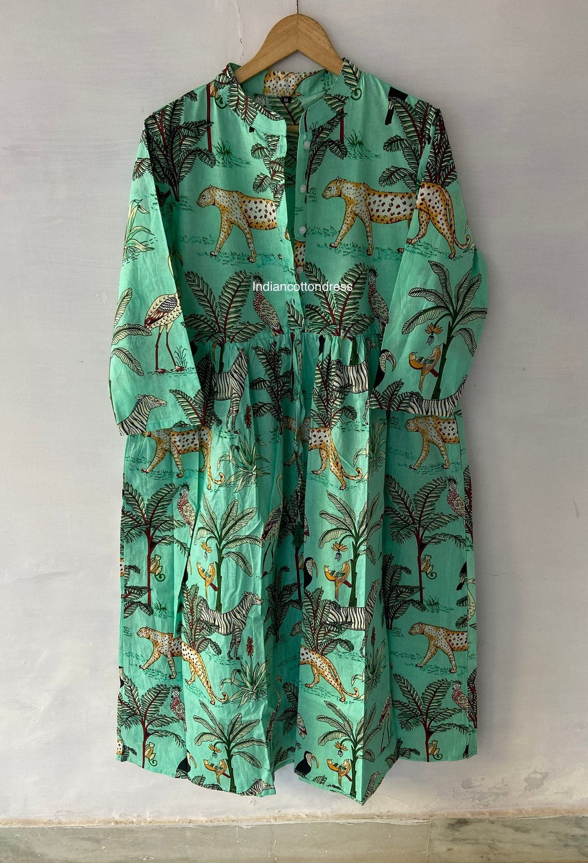 thumbnail image 3 of Forest Leopard Printed Beautiful Summer Dress,Cotton Dress,Hand Print Dress,Handblock Dress,Cotton Dress, Sketer Dress,Circle Dress,Summer, 3 of 8