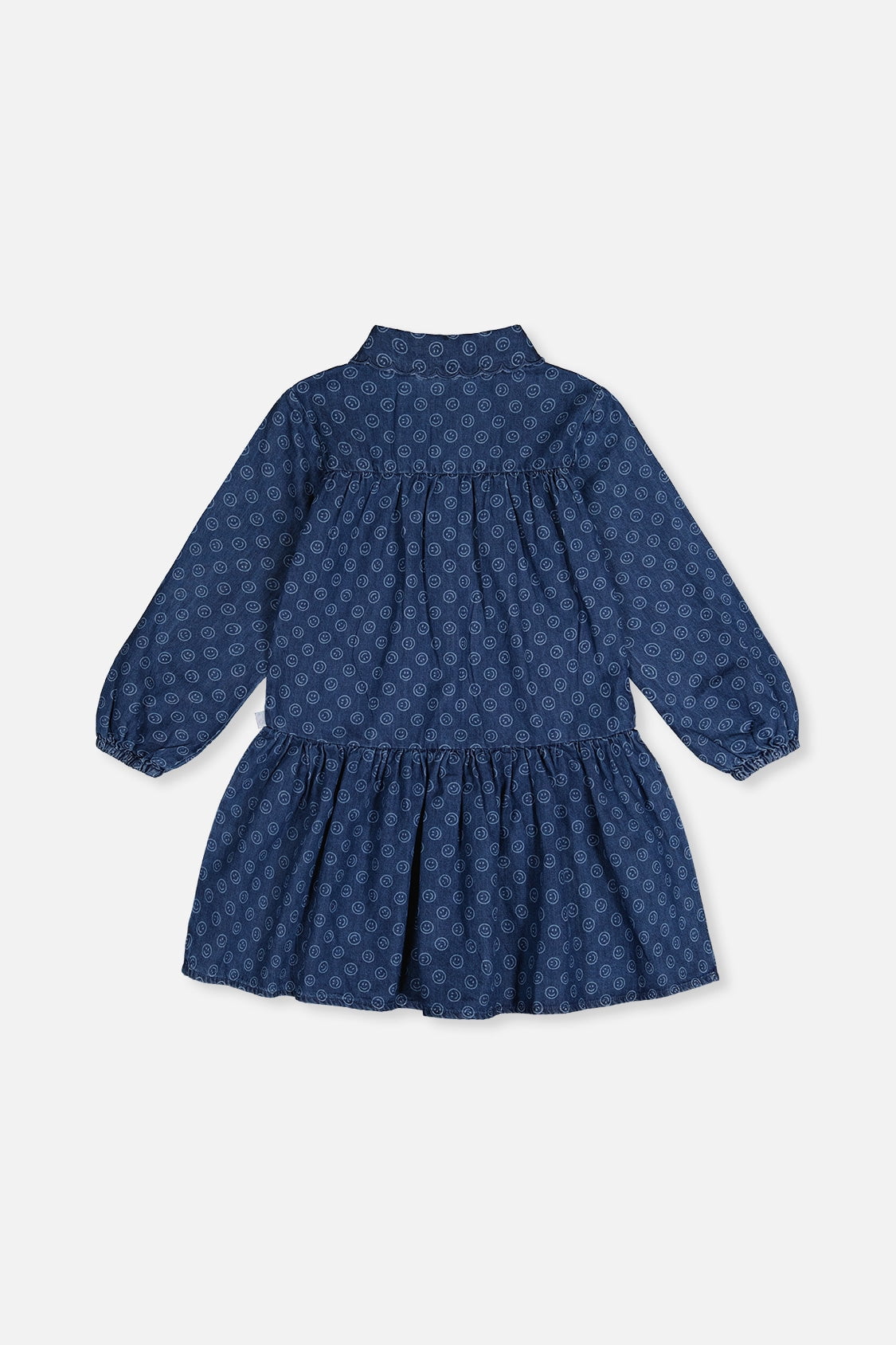 thumbnail image 5 of Deux Par Deux Girl Shirt Dress Blue Smiley Print, 5 of 6