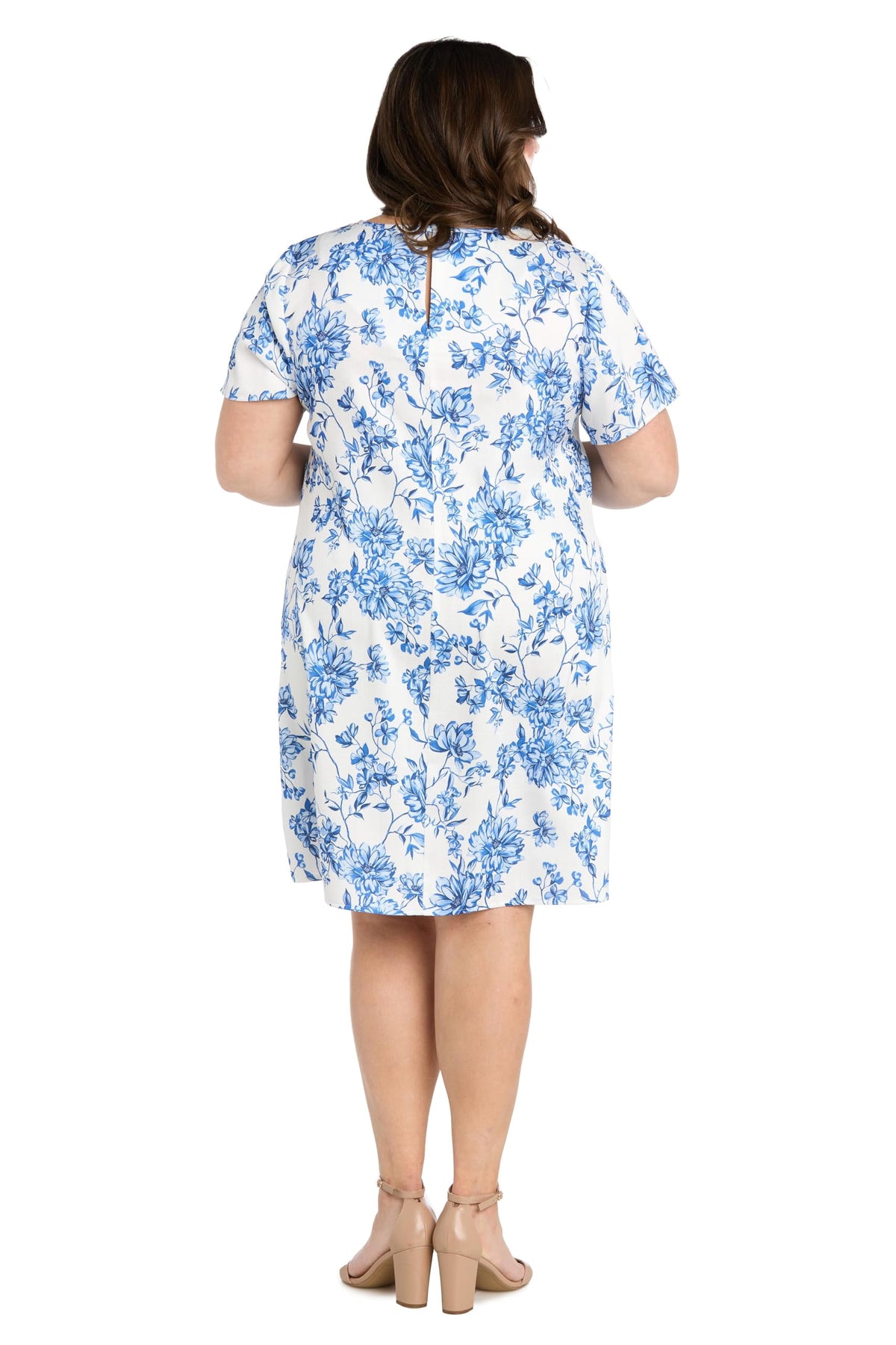 thumbnail image 3 of R&M Richards Women's Floral Print Linen Shift Dress - T-Shirt Style, 10 Petite, 3 of 3