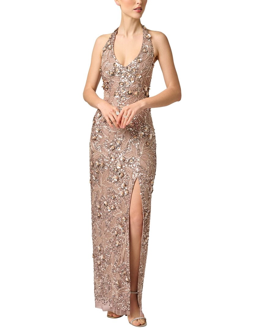 thumbnail image 3 of Aidan Mattox womens Beaded Halter Long Dress, 8, 3 of 4