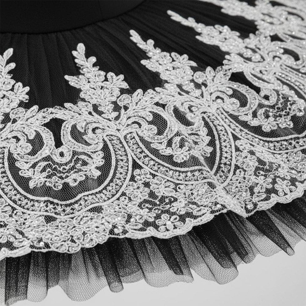 thumbnail image 6 of Byfri Floral Lace Pancake Tutu Ballet Dress Swan Lake Style Dancewear for Training & Performances Size S Black, 6 of 7