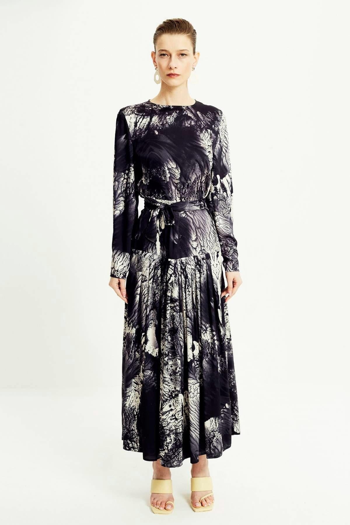 thumbnail image 3 of Avery Grey Maxi Dress With Sleeves and Side Pocket, 3 of 3