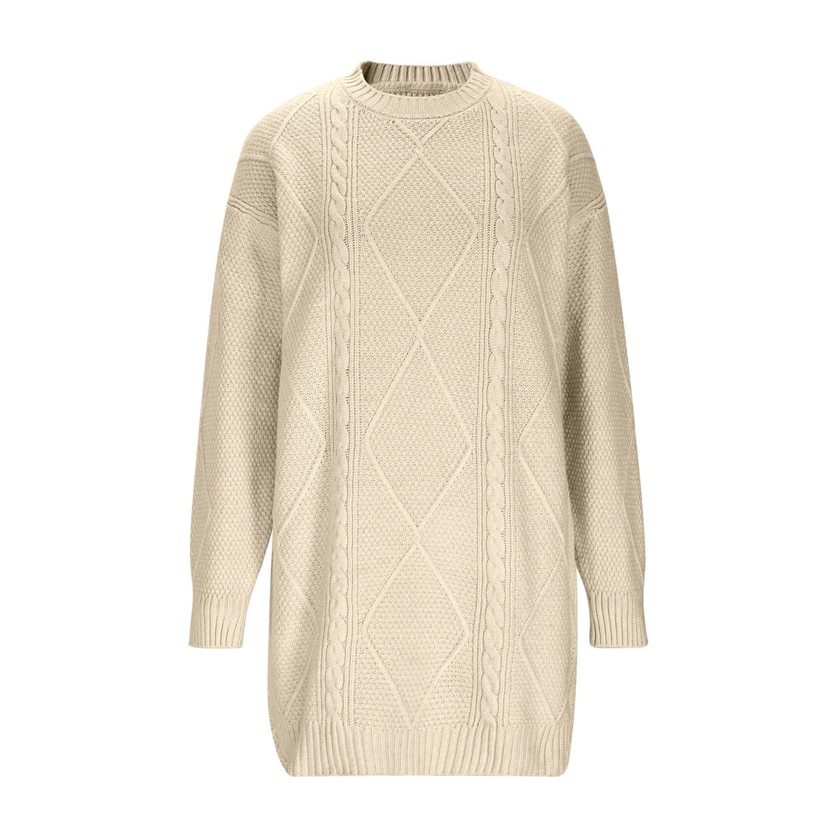 thumbnail image 5 of Turilly Womens Oversized Sweater Dress Crew Neck Long Sleeve Cable Knit Pullover Tunic Dress For Fall Winter, 5 of 9