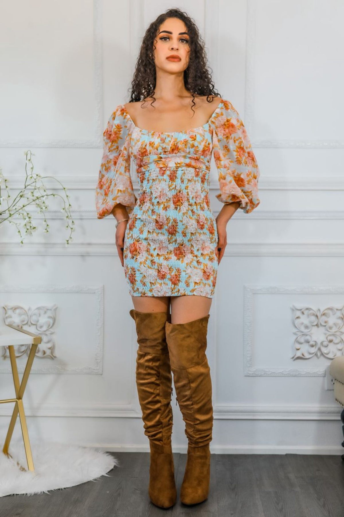thumbnail image 6 of Meaningful Dreams Floral Ruched Mini Dress, 6 of 7