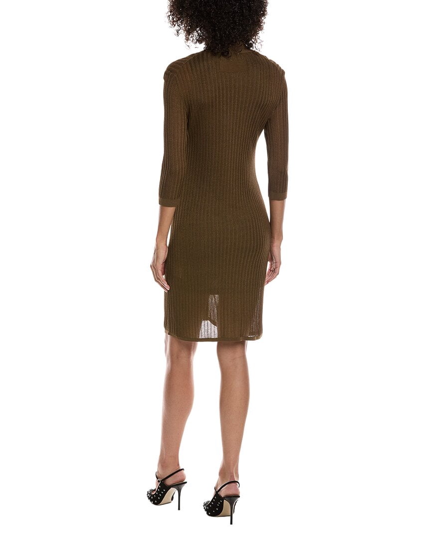 thumbnail image 2 of Helmut Lang womens Pointelle Polo Dress, XL, Brown, 2 of 3