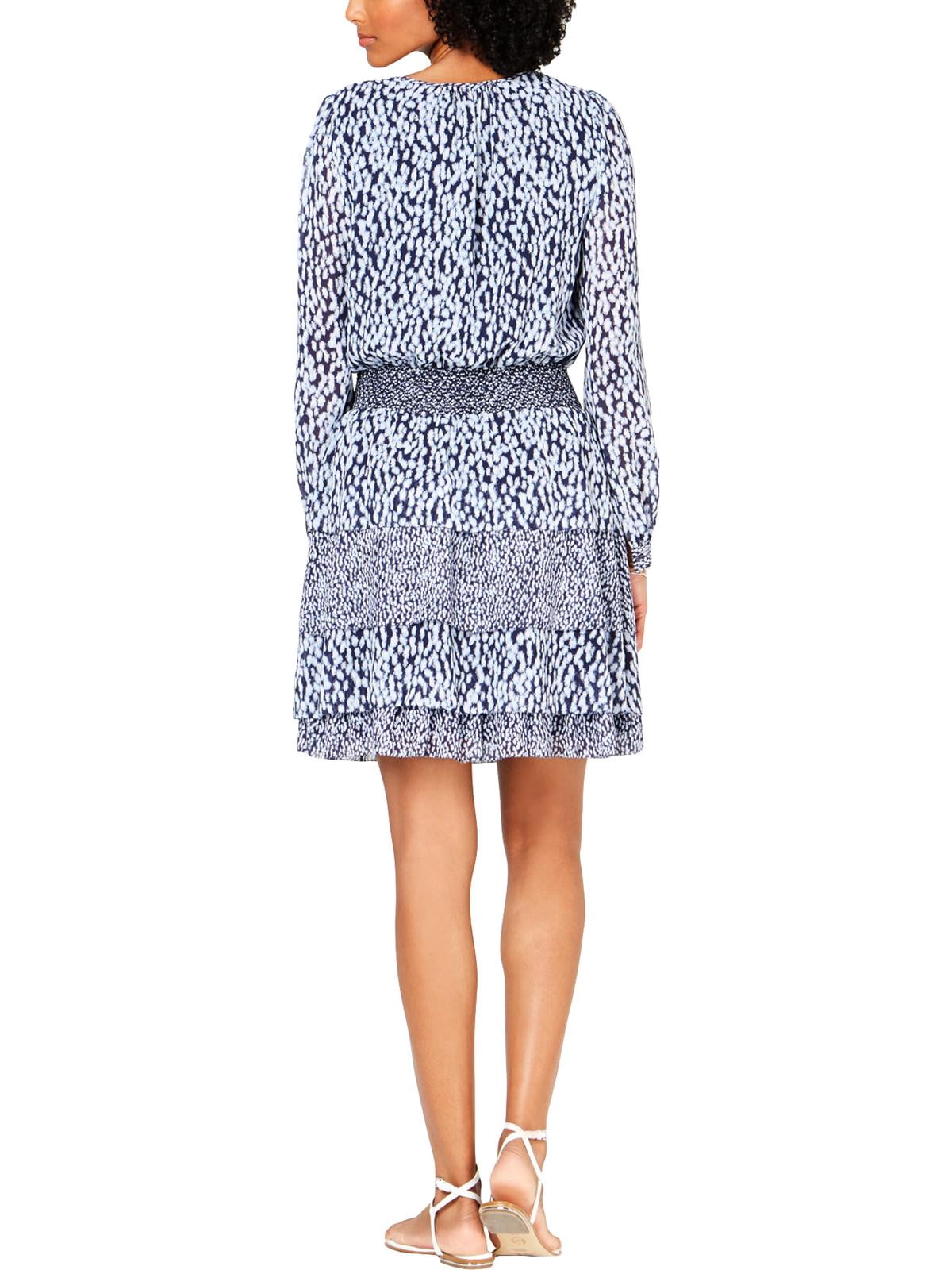 thumbnail image 2 of Michael Michael Kors Womens Petites Printed Tiered Mini Dress Navy P/S, 2 of 2