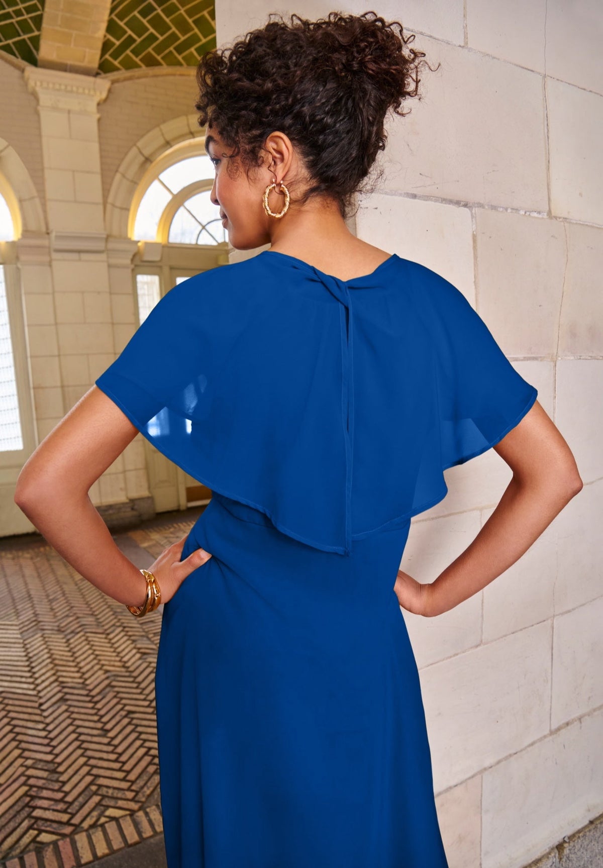 thumbnail image 2 of Jessica London Women's Plus Size Georgette Fit-And-Flare Caplet Dress, 2 of 2