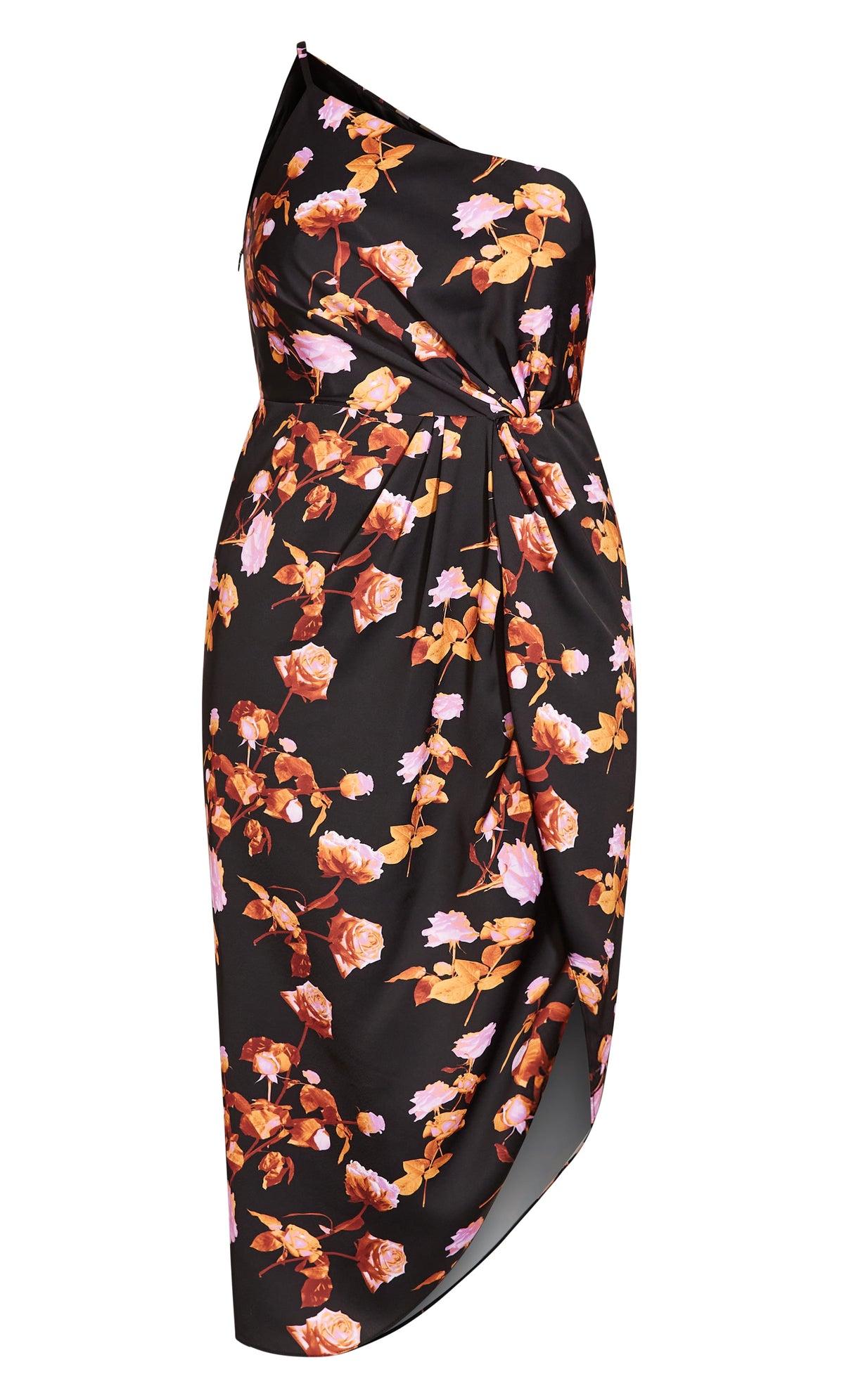 thumbnail image 4 of City Chic Women's Plus Size Vivid Floral One-shoulder Neckline Dress, 4 of 5