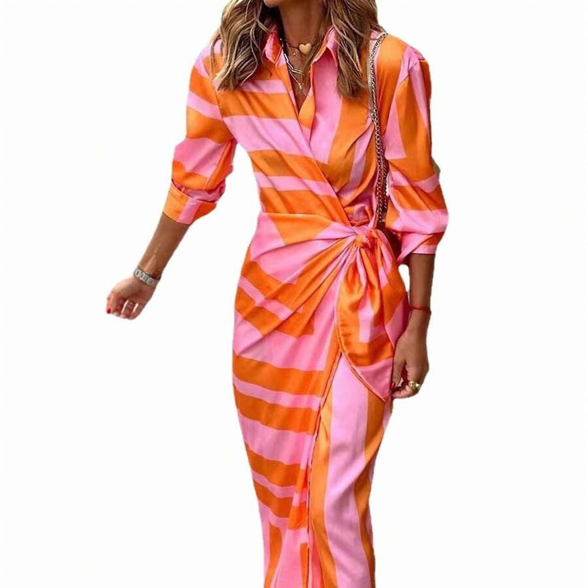 thumbnail image 5 of 7# Womens Wrap Front Floral Print Shirt Dress With Tie Waist In Turquoise, 5 of 13