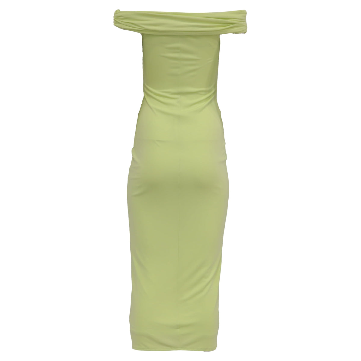 thumbnail image 4 of Pre-Owned Self-Portrait Off-Shoulder Ruched Midi Dress in Lime Green Viscose, 4 of 6