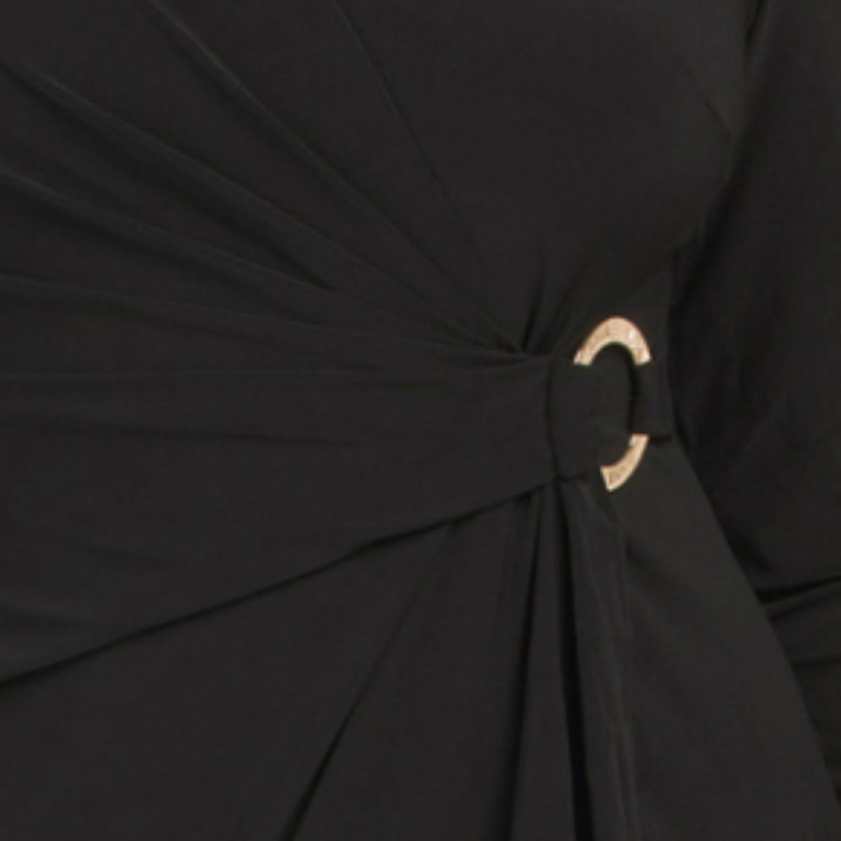 thumbnail image 4 of Anne Klein Women's Donna Long Sleeve draped side Overlap Mini Dress-Black / 8, 4 of 5