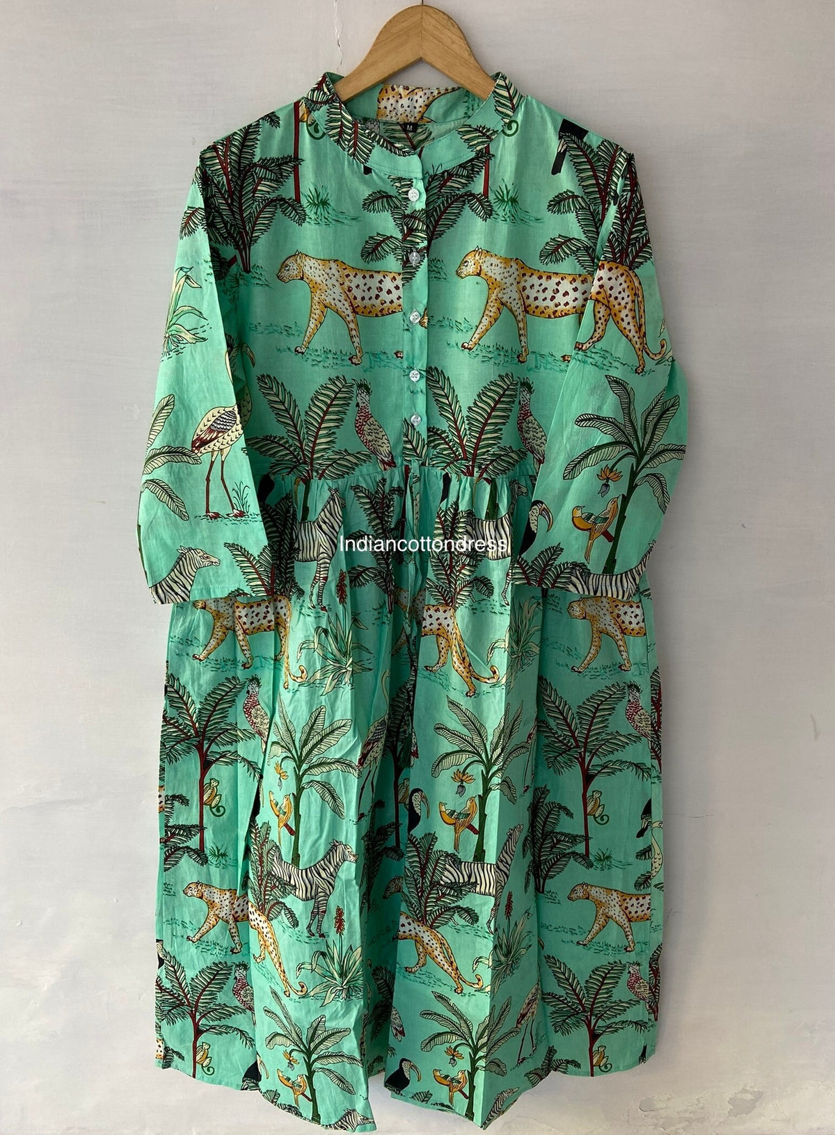 thumbnail image 2 of Forest Leopard Printed Beautiful Summer Dress,Cotton Dress,Hand Print Dress,Handblock Dress,Cotton Dress, Sketer Dress,Circle Dress,Summer, 2 of 8