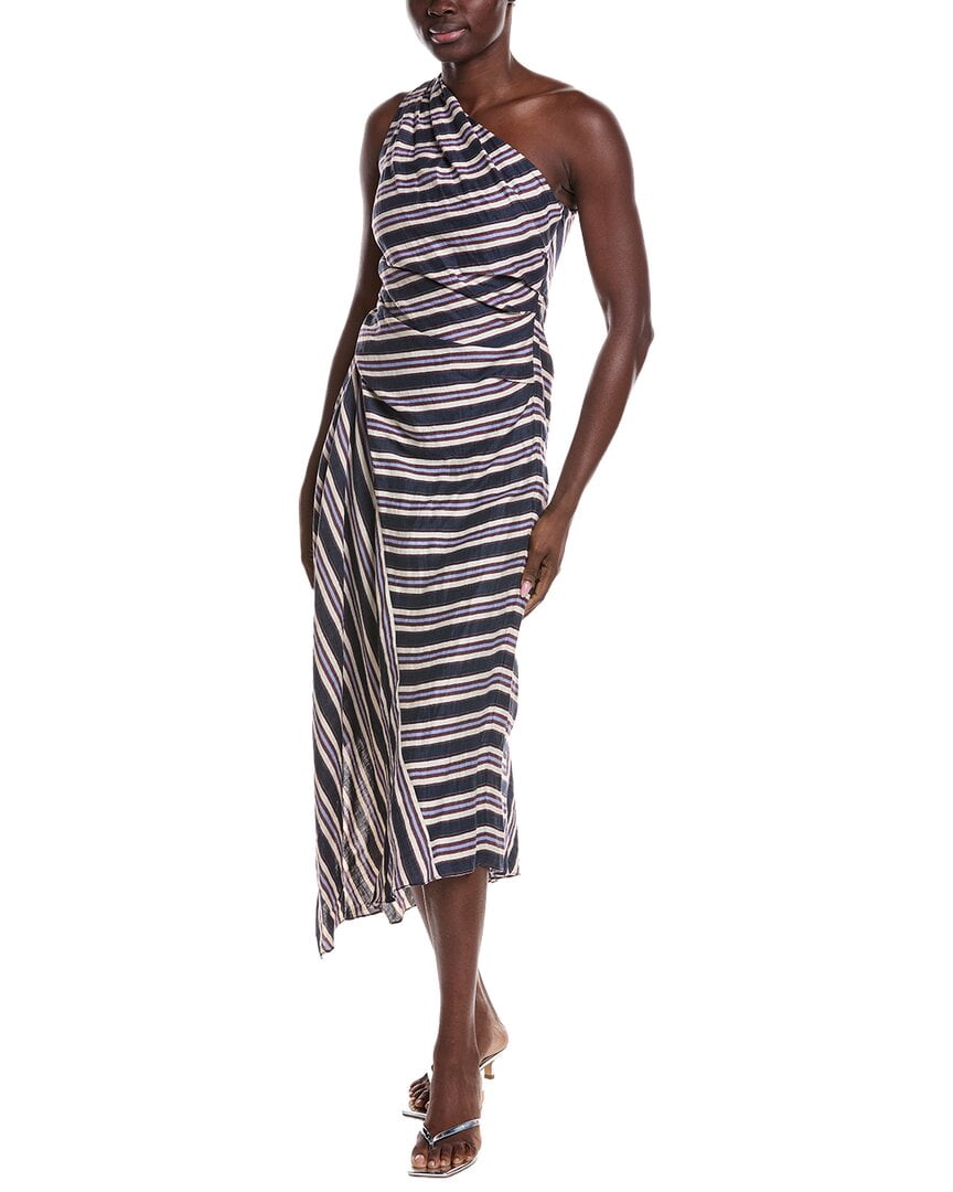 thumbnail image 1 of A.L.C. womens Lyn Linen-Blend Dress, 0, Blue, 1 of 3