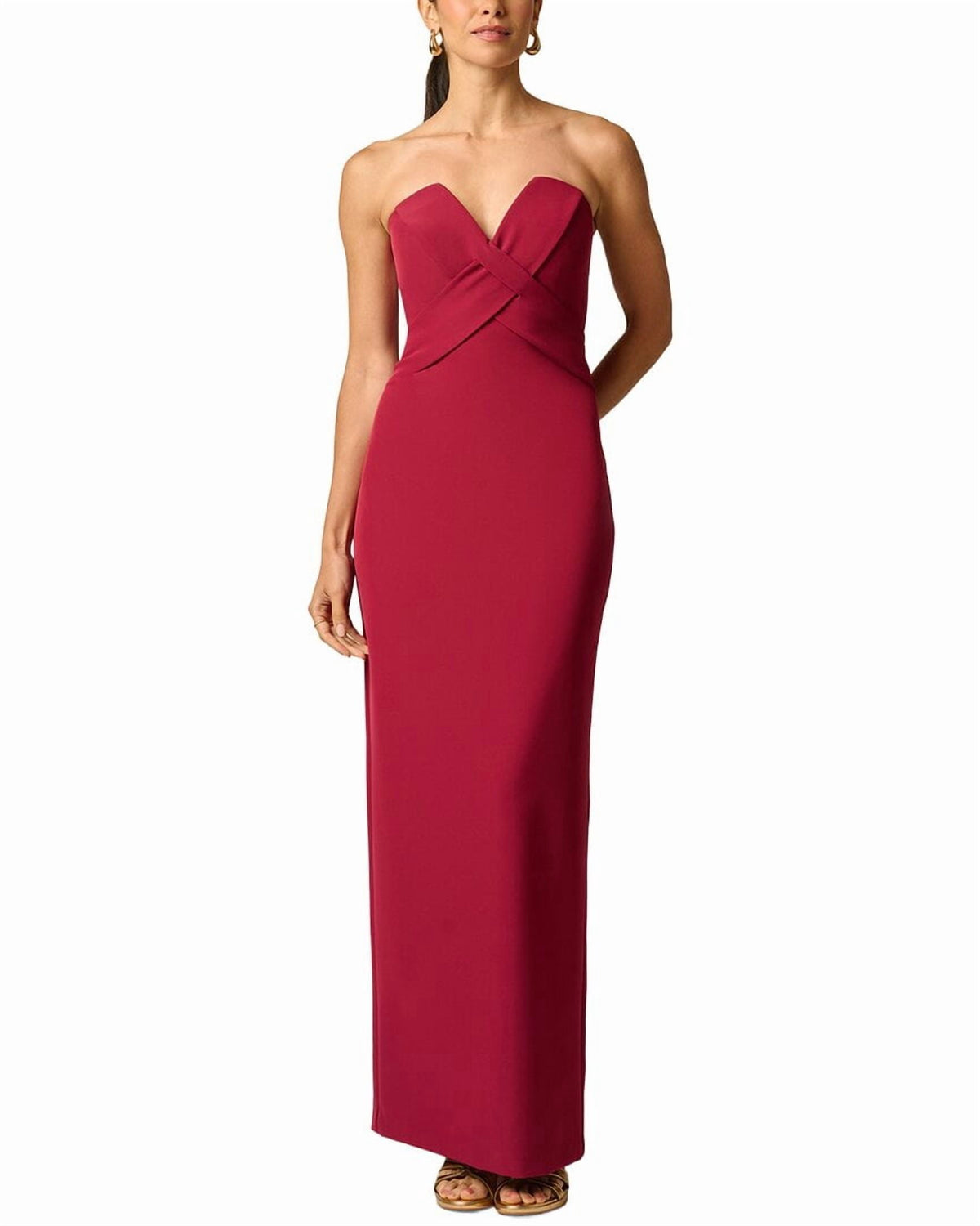 thumbnail image 1 of Adrianna Papell womens Stretch Crepe Long Dress, 8, Red, 1 of 4