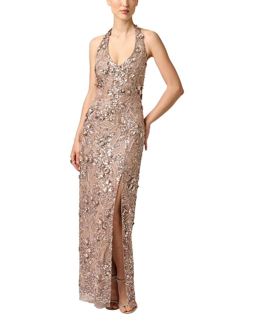 thumbnail image 1 of Aidan Mattox womens Beaded Halter Long Dress, 8, 1 of 4
