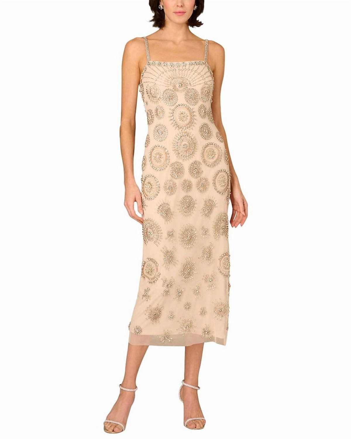 thumbnail image 1 of Aidan Mattox womens Beaded Sleeveless Midi Dress, 10, 1 of 4