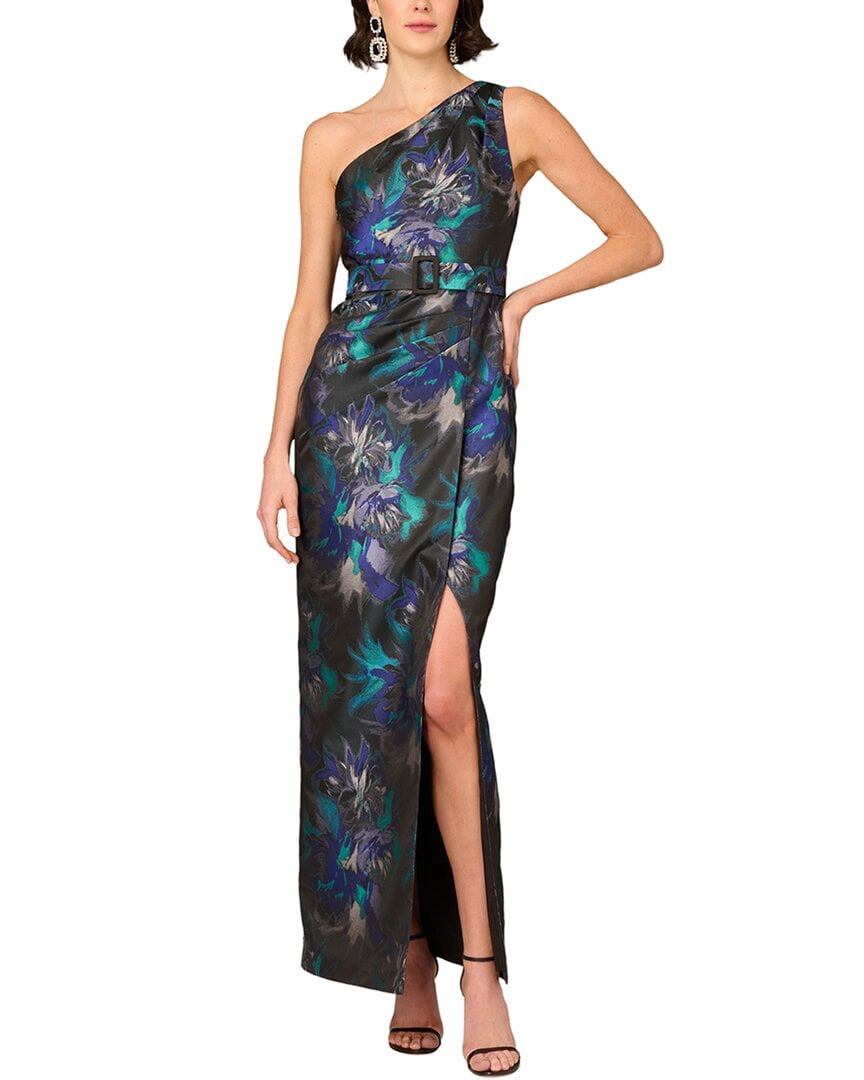 thumbnail image 1 of Aidan Mattox womens Printed Maxi Dress, 8, Silver, 1 of 3