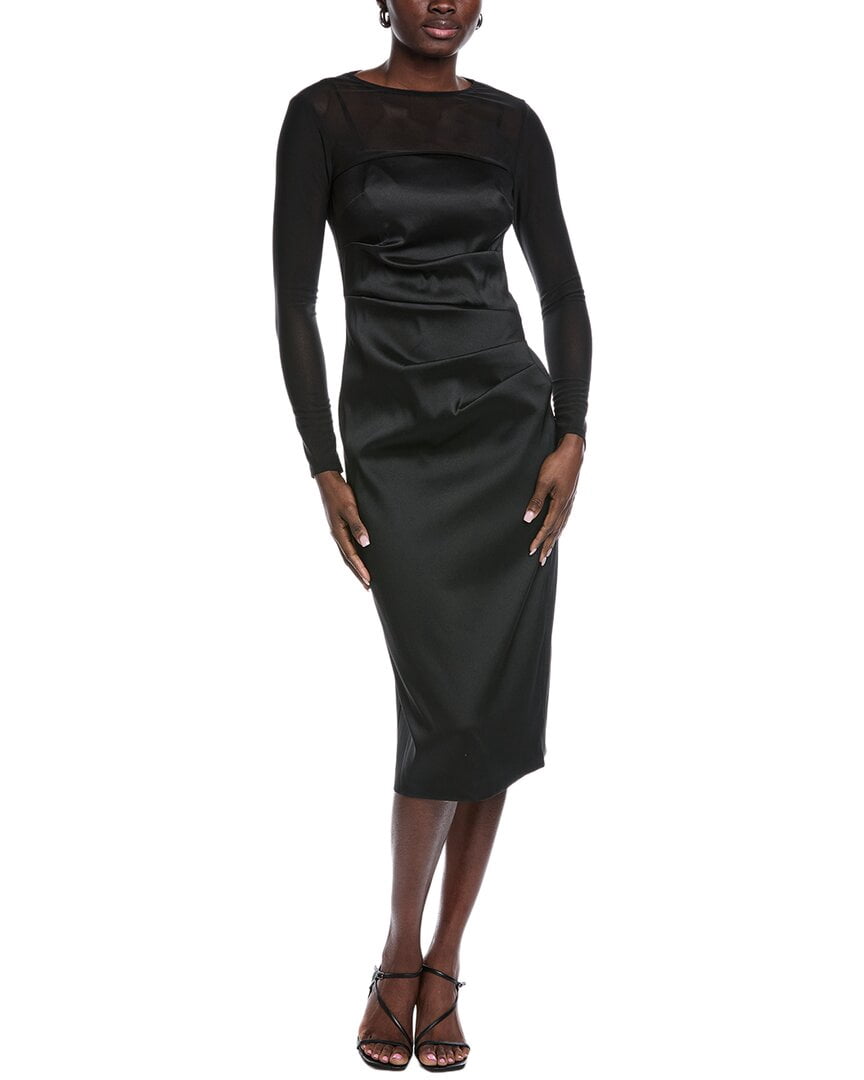 thumbnail image 1 of Aidan Mattox womens Solid Mid Dress, 4, Black, 1 of 3