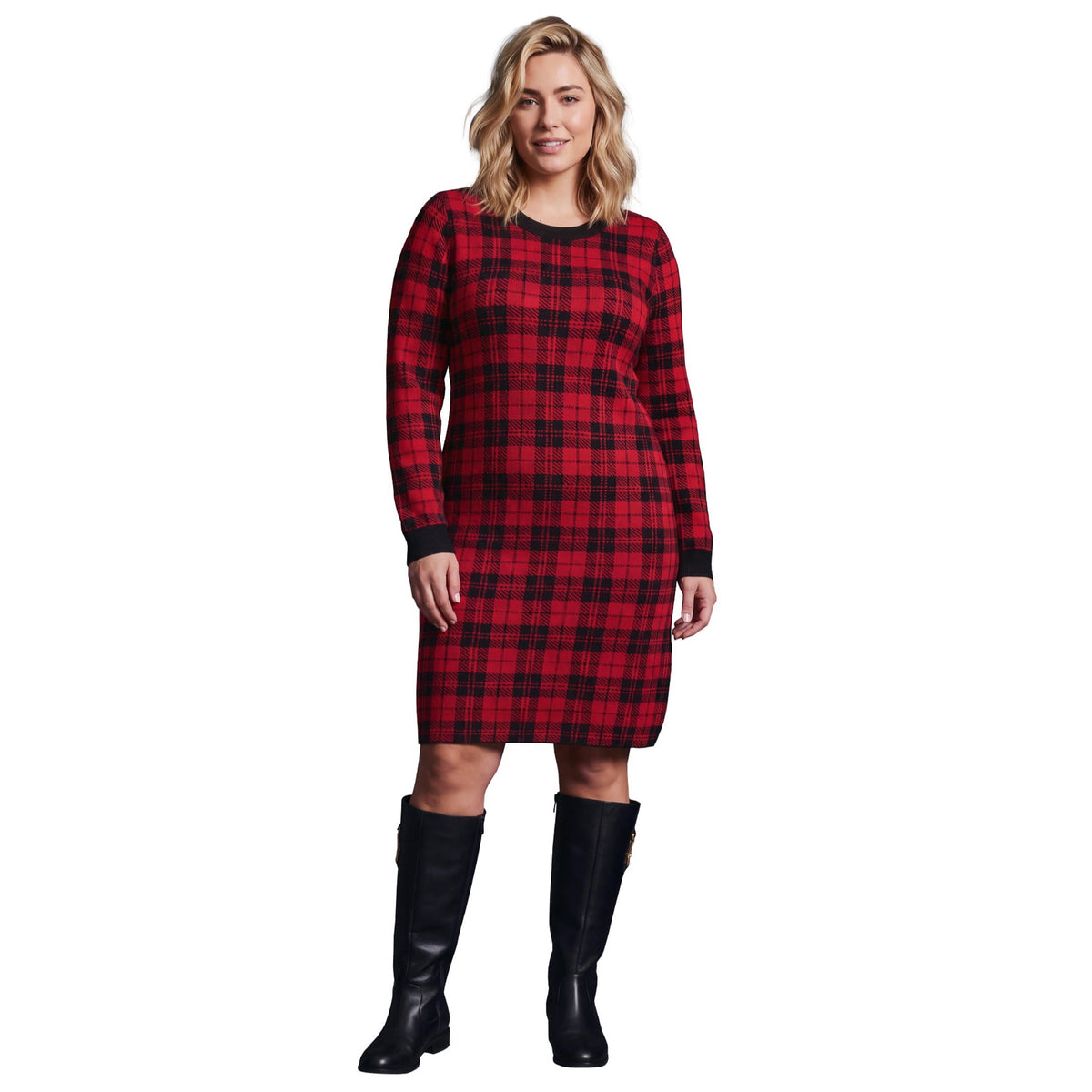 thumbnail image 1 of Avenue Women's Plus Size Calista Crewneck Sweater Dress, 1 of 2