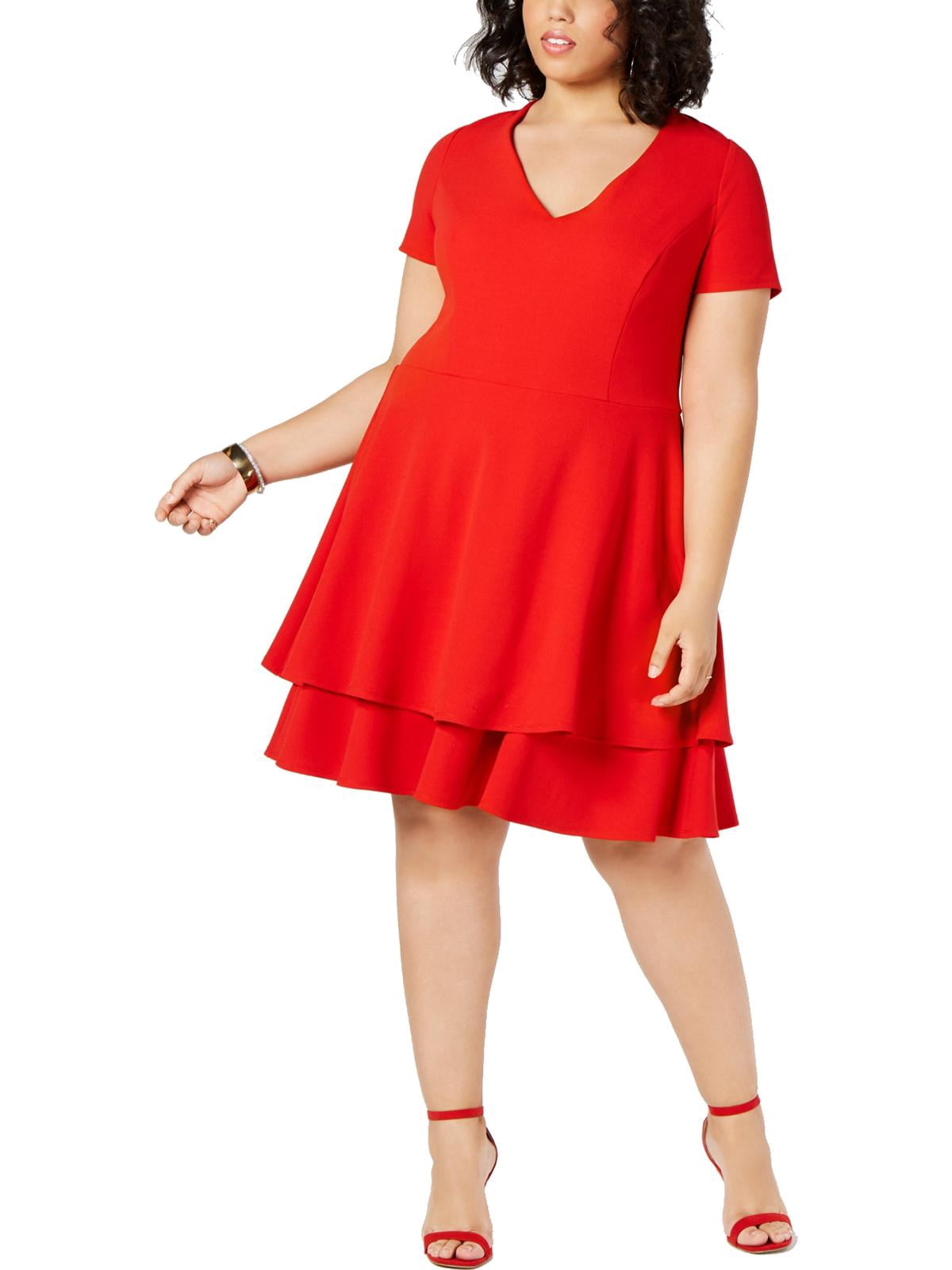 thumbnail image 1 of B. Darlin Womens Plus Bow-Back Fit & Flare Cocktail Dress, 1 of 2