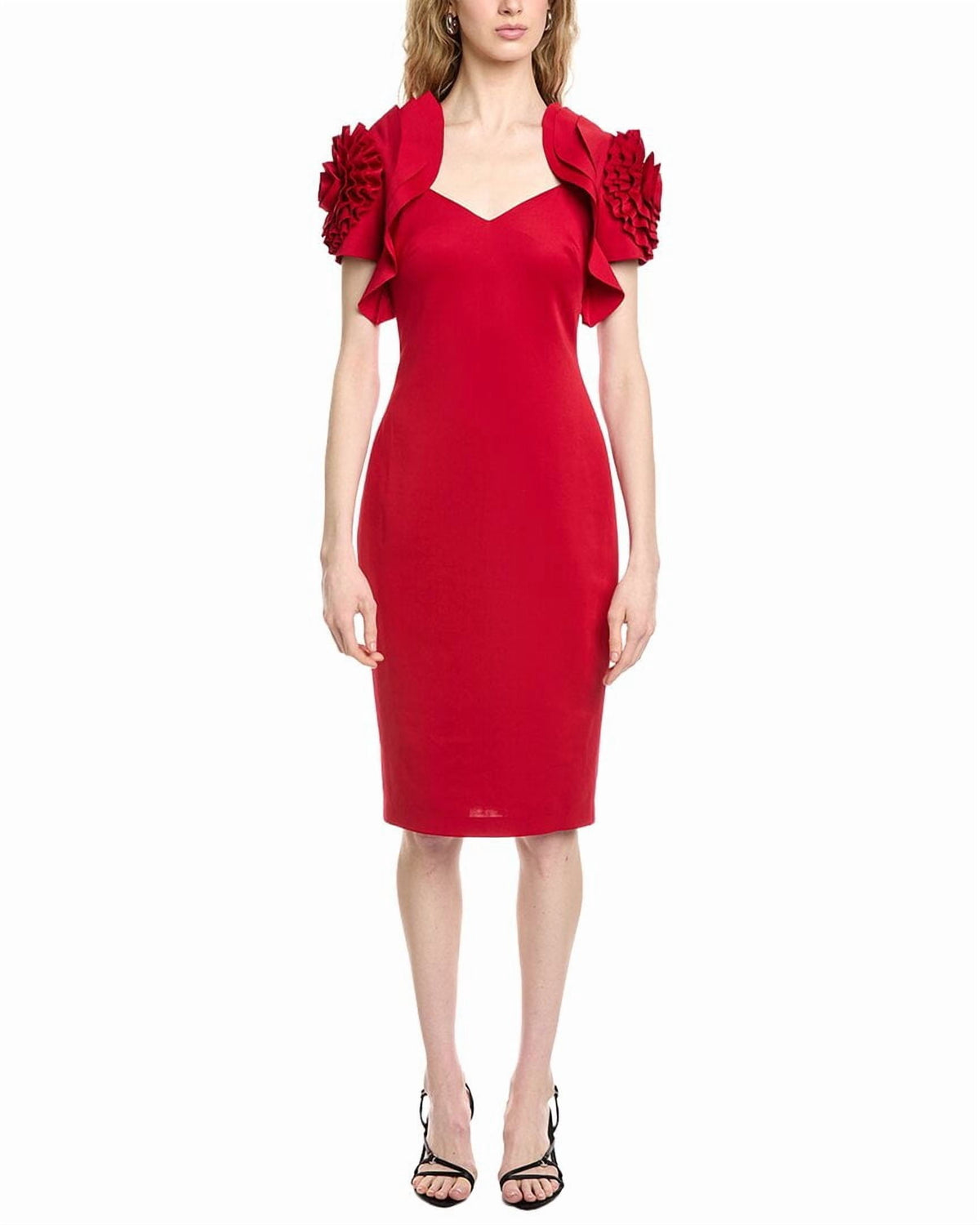 thumbnail image 1 of Badgley Mischka womens Rosette Dress, 6, Red, 1 of 4