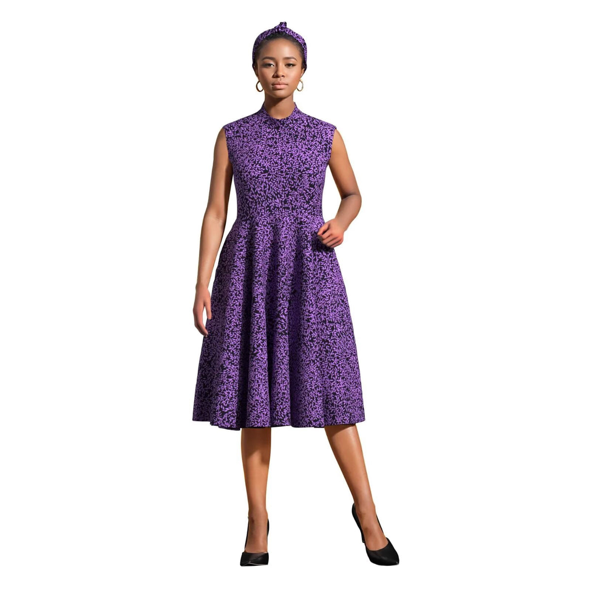 thumbnail image 1 of Bintarealwax African Dresses for Women Elegant Sleeveless High Waist A Line Ankara Print Dress, 1 of 3