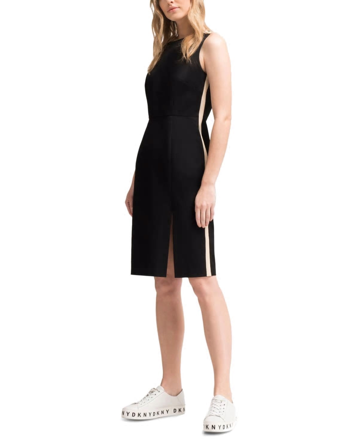 thumbnail image 1 of DKNY Side-Stripe Sheath Dress Black 6, 1 of 1