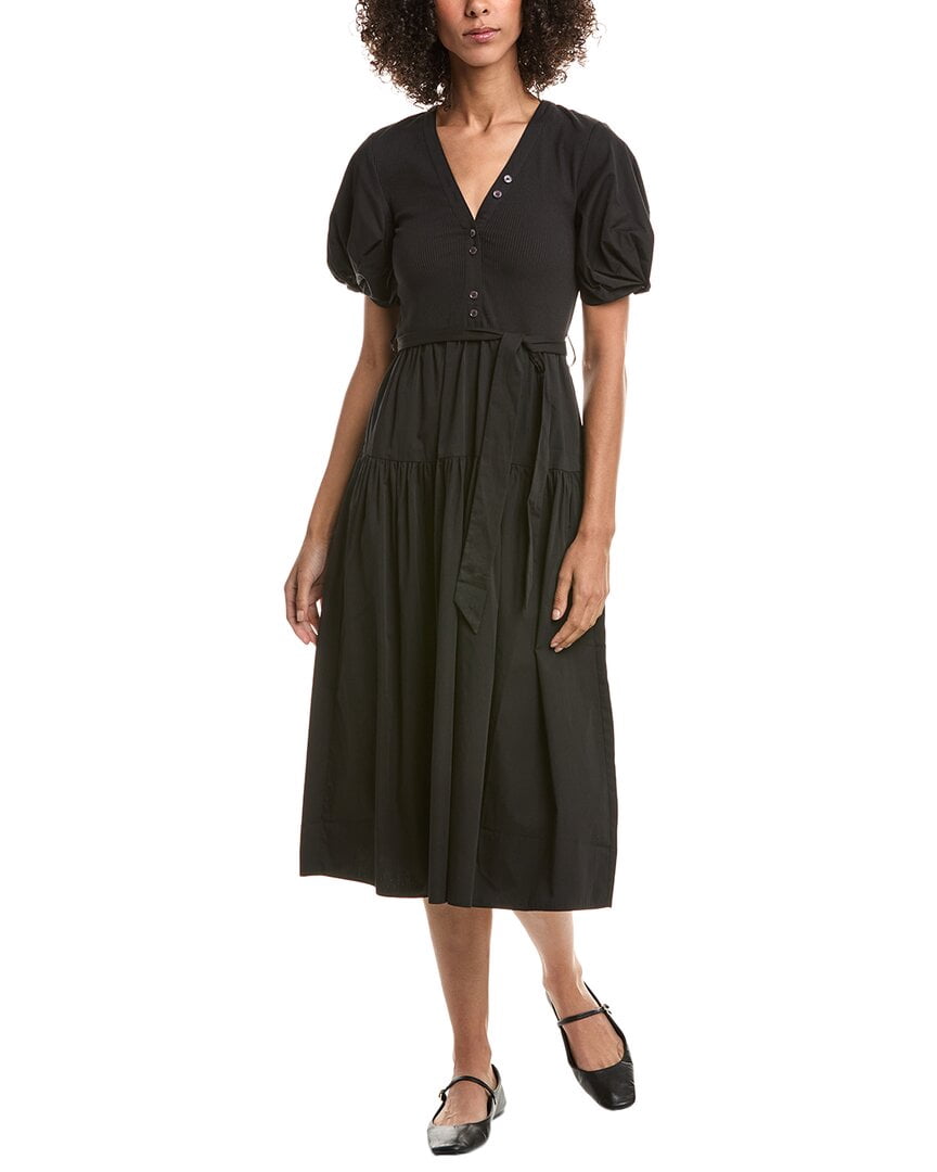 thumbnail image 1 of Derek Lam 10 Crosby womens Natalia Mixed Media Dress, 00, Black, 1 of 3