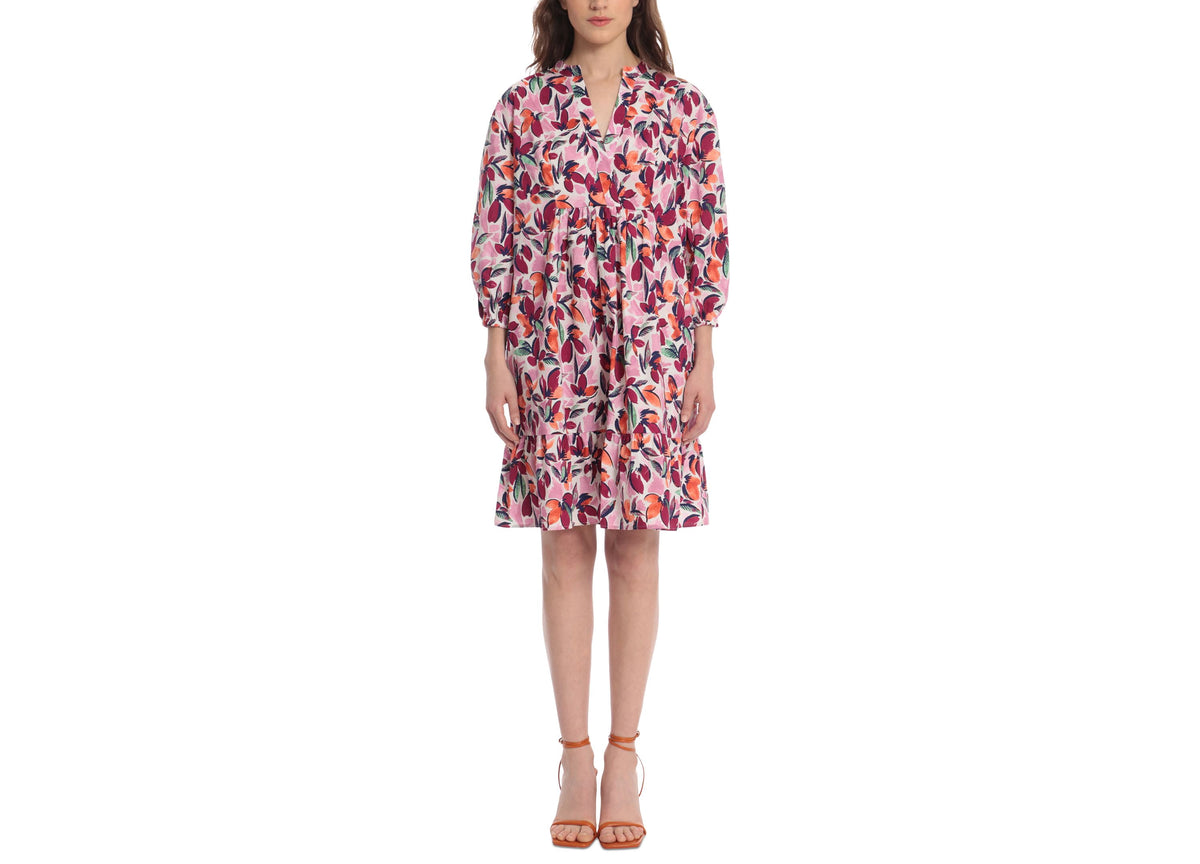 thumbnail image 1 of Donna Morgan Printed Cotton A Line Dress Soft White Orange 6, 1 of 1
