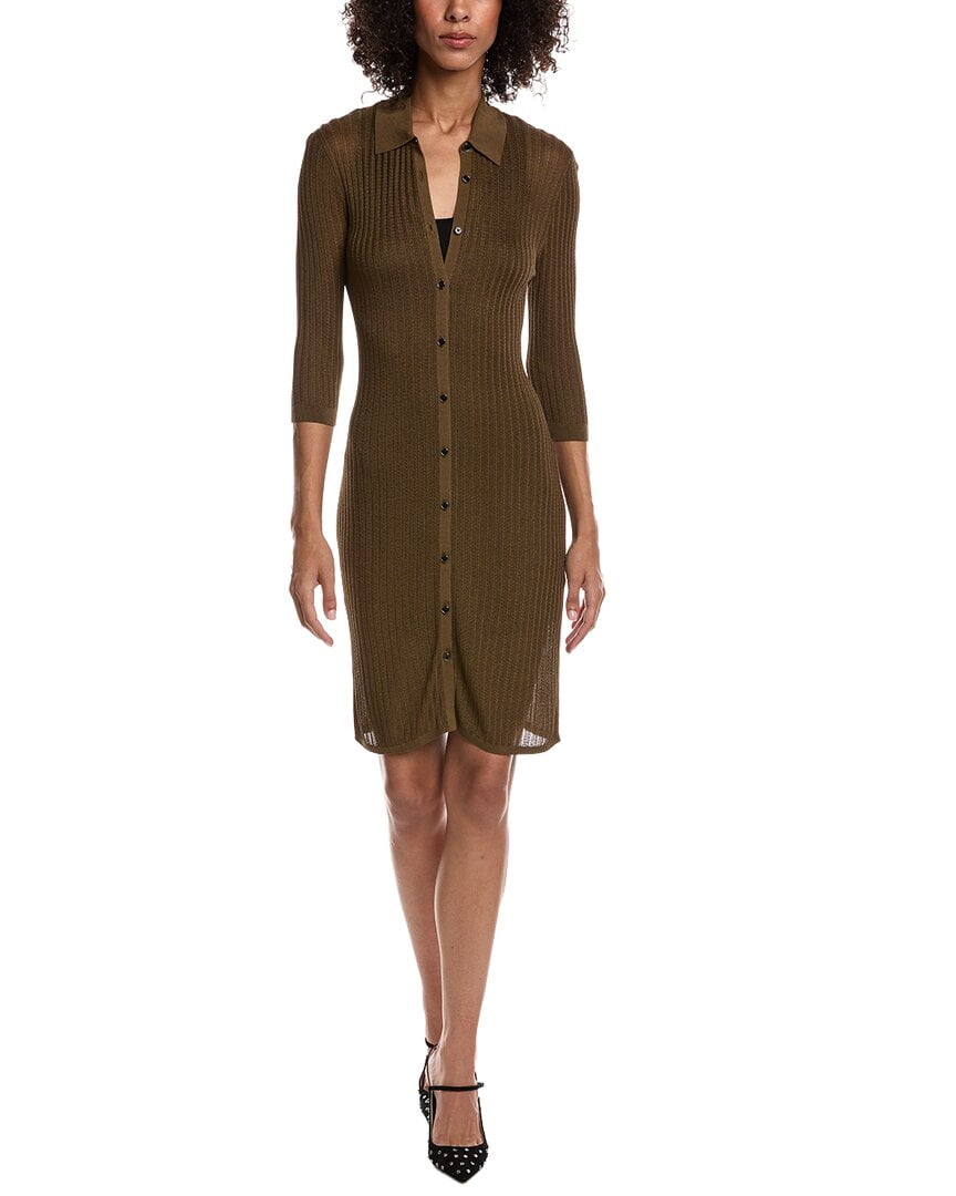 thumbnail image 1 of Helmut Lang womens Pointelle Polo Dress, XL, Brown, 1 of 3