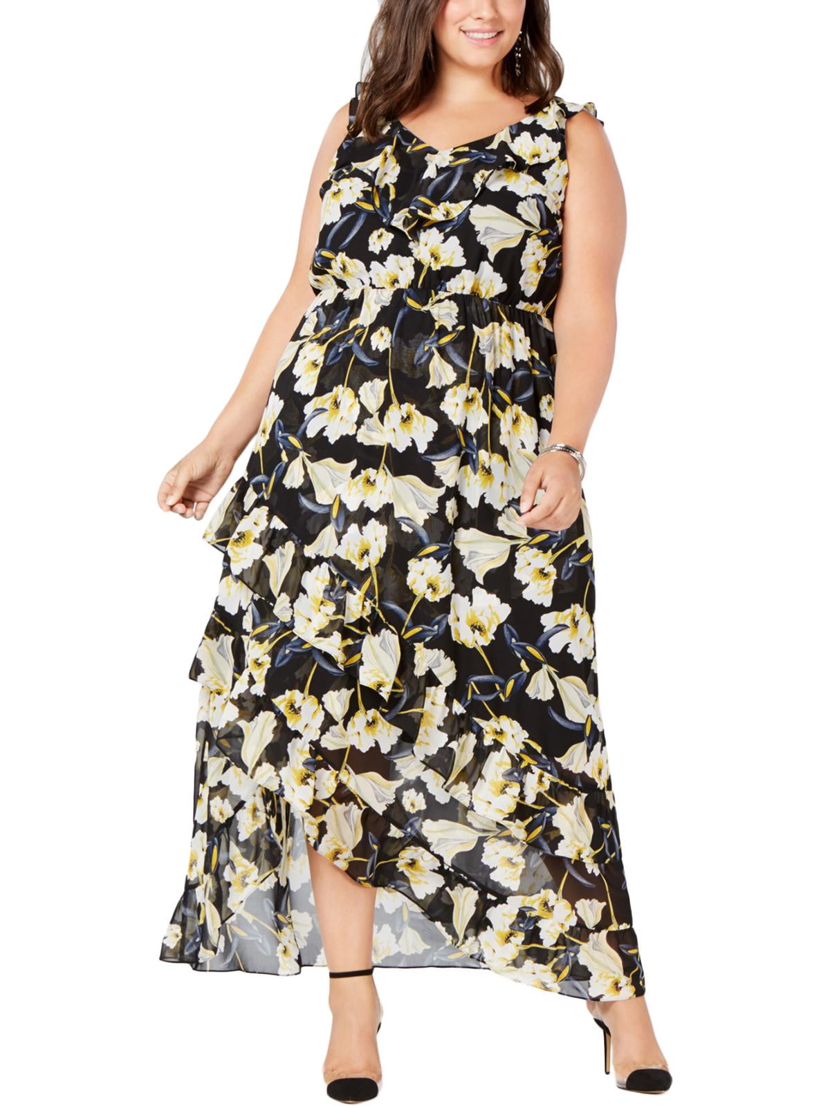 thumbnail image 1 of INC Womens Plus Hi-Low Floral Cocktail Dress, 1 of 2