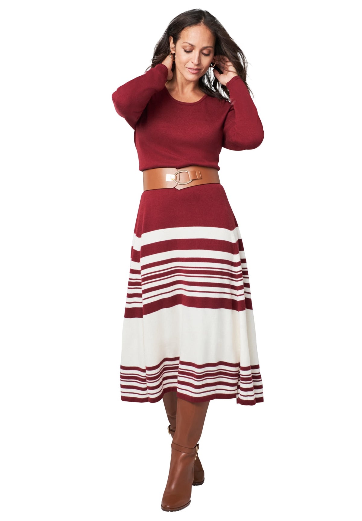 thumbnail image 1 of Jessica London Women's Plus Size Fit And Flare Sweater Dress, 1 of 3