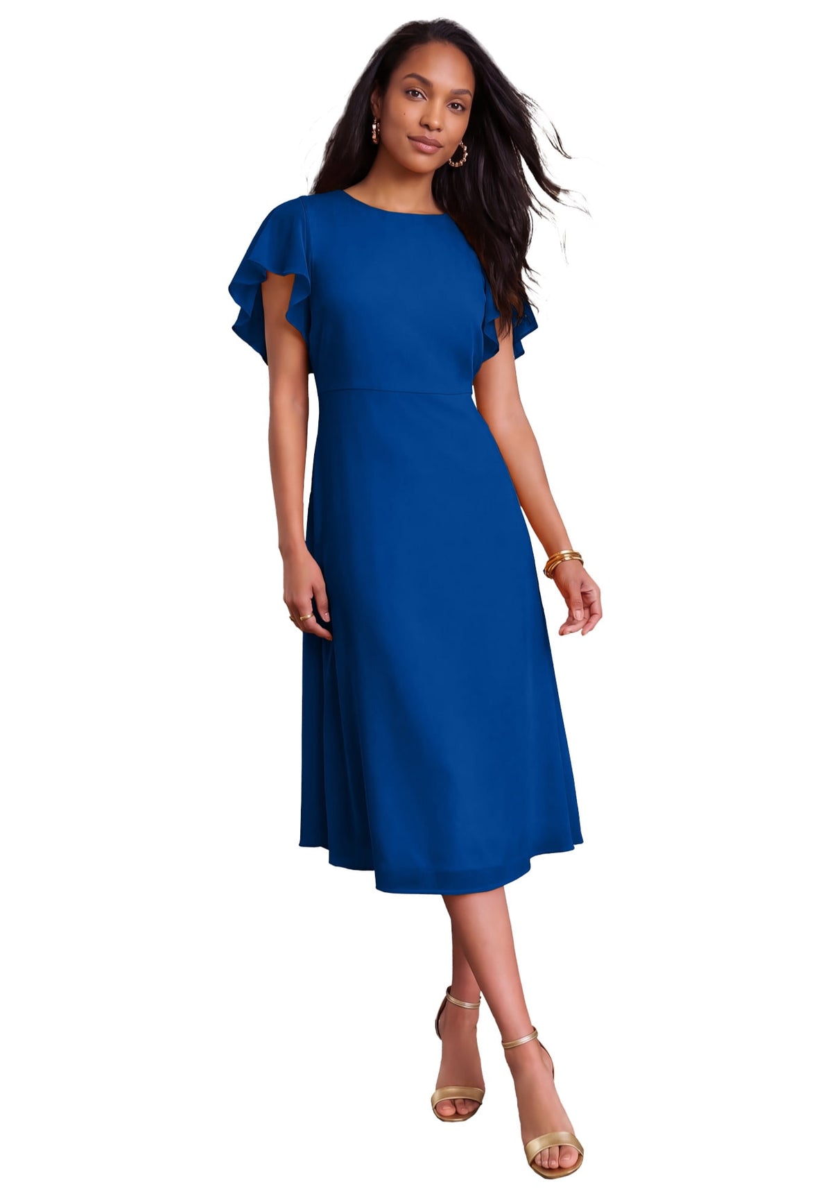 thumbnail image 1 of Jessica London Women's Plus Size Georgette Fit-And-Flare Caplet Dress, 1 of 2