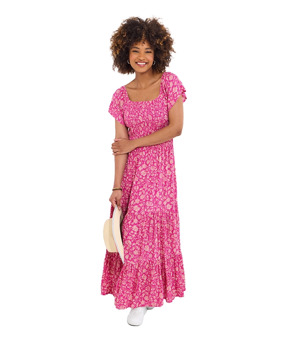 thumbnail image 1 of Joe Browns Women's Plus Size Square Neck Smocked Crinkle Maxi Dress, 1 of 5