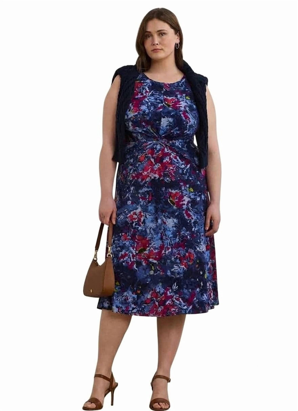 thumbnail image 1 of Lauren Ralph Lauren Print Twist-Front Jersey Dress Blue, 1 of 4