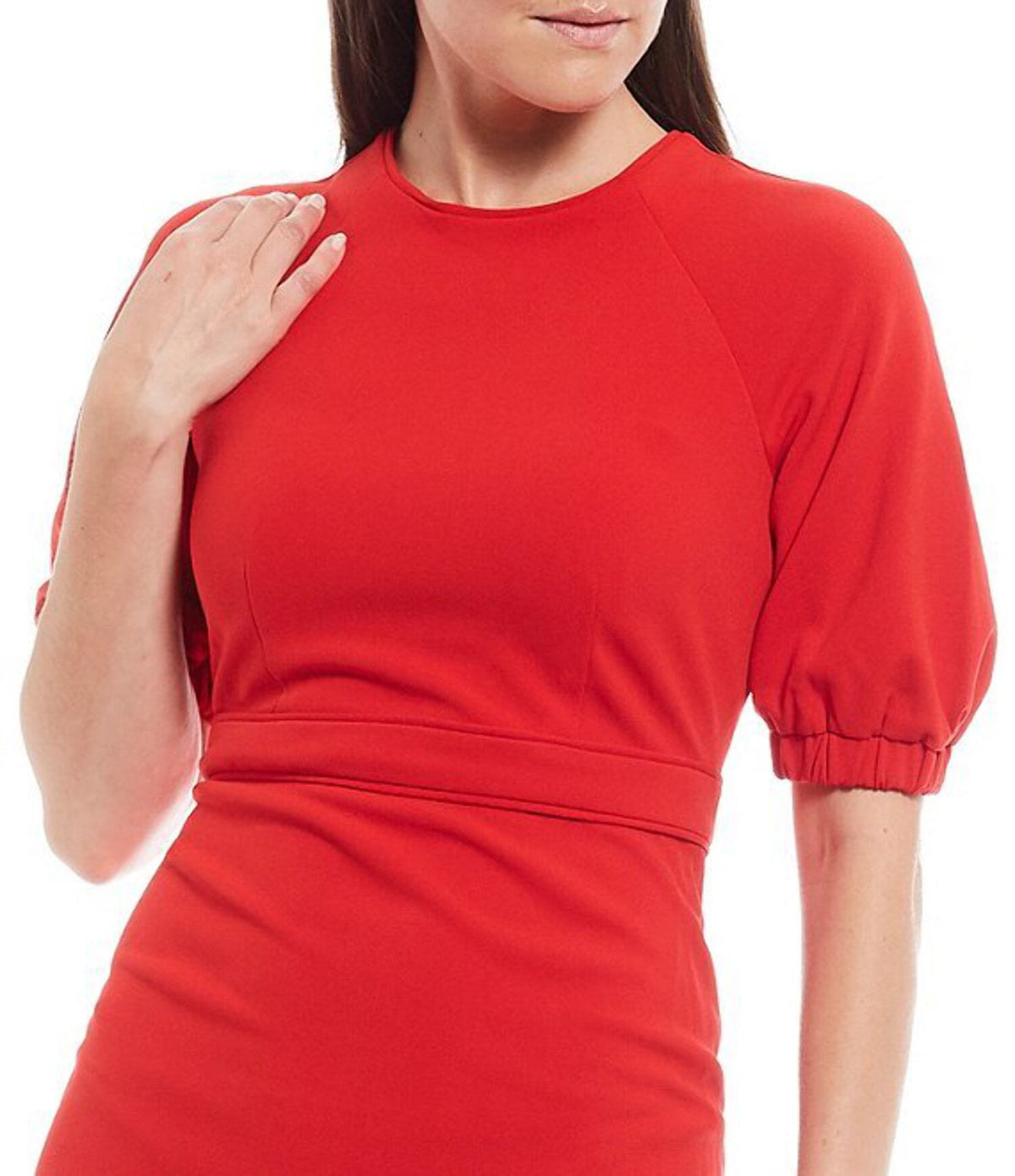 thumbnail image 1 of Maggy London (Virginia Midi) Puff Sleeve Stretch Crepe Sheath Dress, 1 of 6