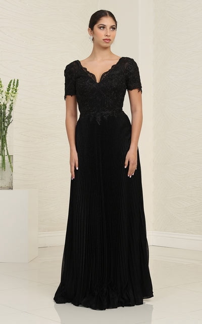 thumbnail image 1 of May Queen MQ1902 Juniors Womens Short Sleeve Pleated Formal Gown, 1 of 4
